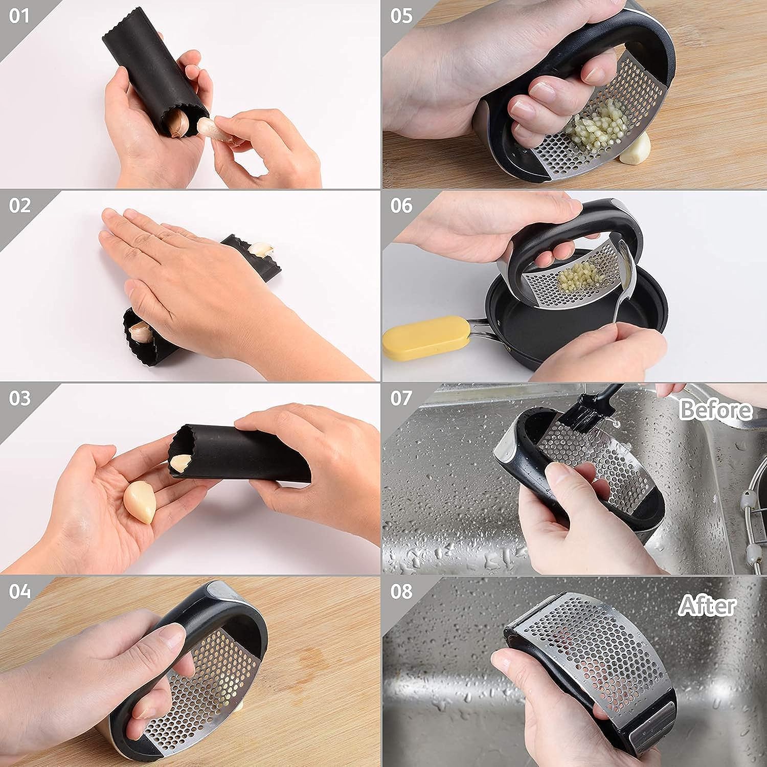 Premium 2-in-1 Stainless Steel Garlic Press & Ginger Crusher - Heavy Duty Kitchen Gadget for Chopping, Mincing, and Grinding - Perfect for Cooking, Baking, and Meal Prep