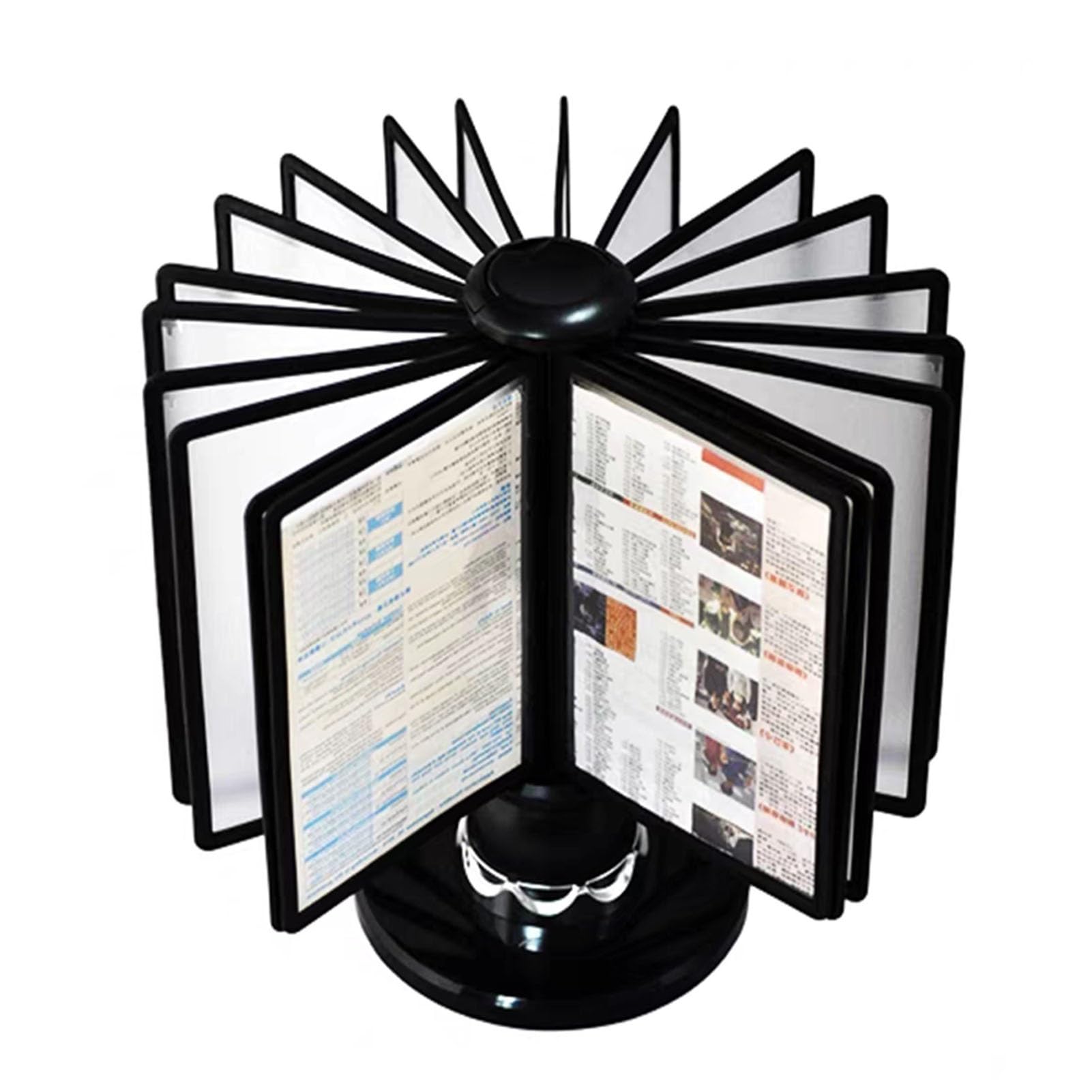 Black Rotating Desktop File Organizer - 20 Double-Sided Panels with 40 Sheet Capacity, A4 Document Holder for Office, Home & Hotel | Perfect for Bills, Contracts, Receipts & Important Paperwork Storage