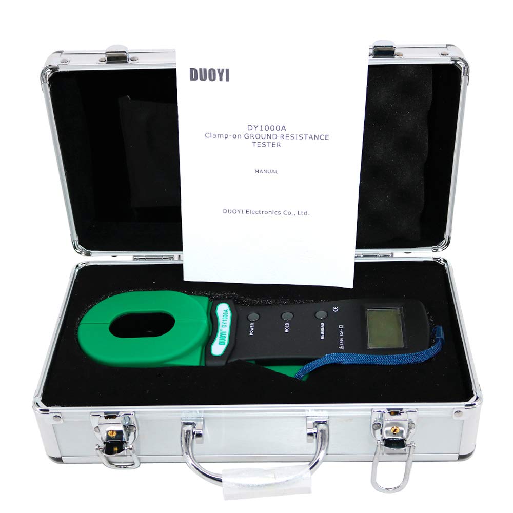 DY1000A Digital Clamp-on Grounding Earth Resistance Tester Meter - Professional Electrical Testing Tool for Home, Industrial & Outdoor Use