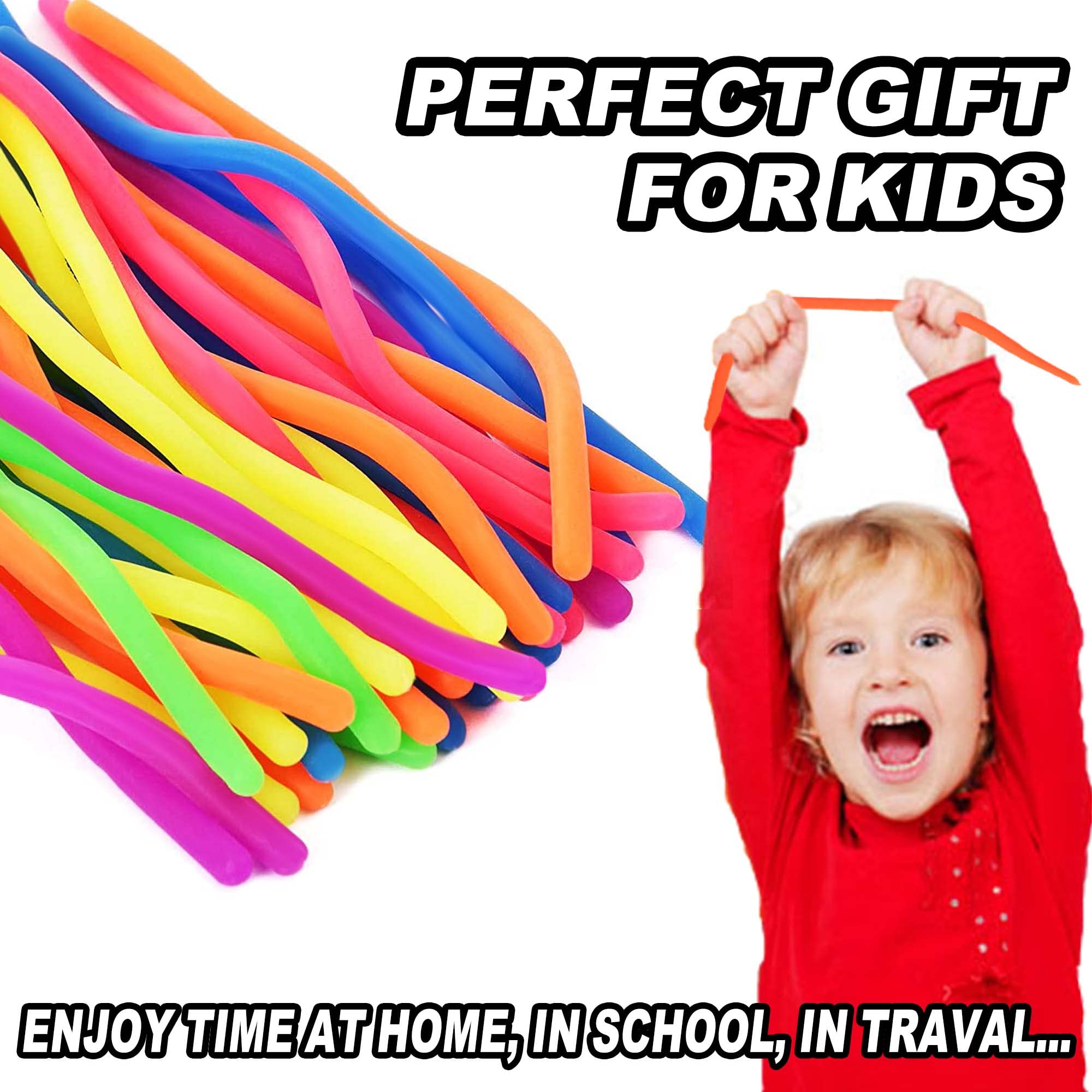 Stretchy String Noodles 30 Pack - Sensory Fidget Toys for Kids, Stress Relief & Focus Tools - Perfect for Classroom Rewards, Birthday Party Favors, Treasure Box Prizes & ADHD Anxiety Relief (Great for School, Home & Travel Use)