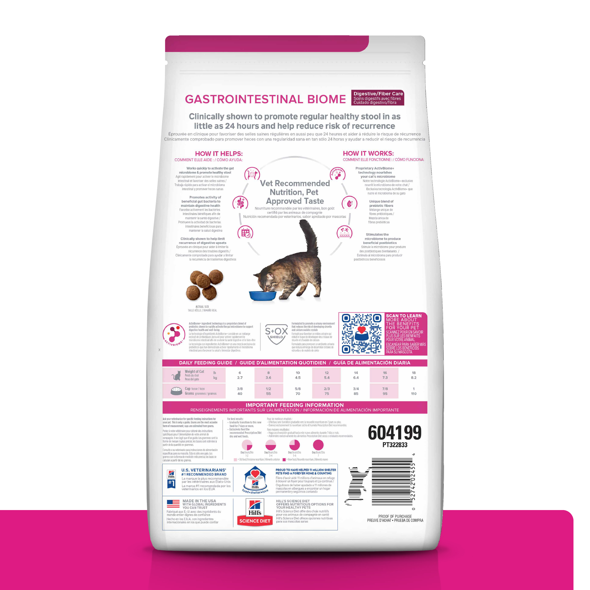 Hill's Prescription Diet Gastrointestinal Biome Cat Food - Digestive Health Support for Cats with Sensitive Stomachs | Perfect for Indoor Cats with Digestive Issues