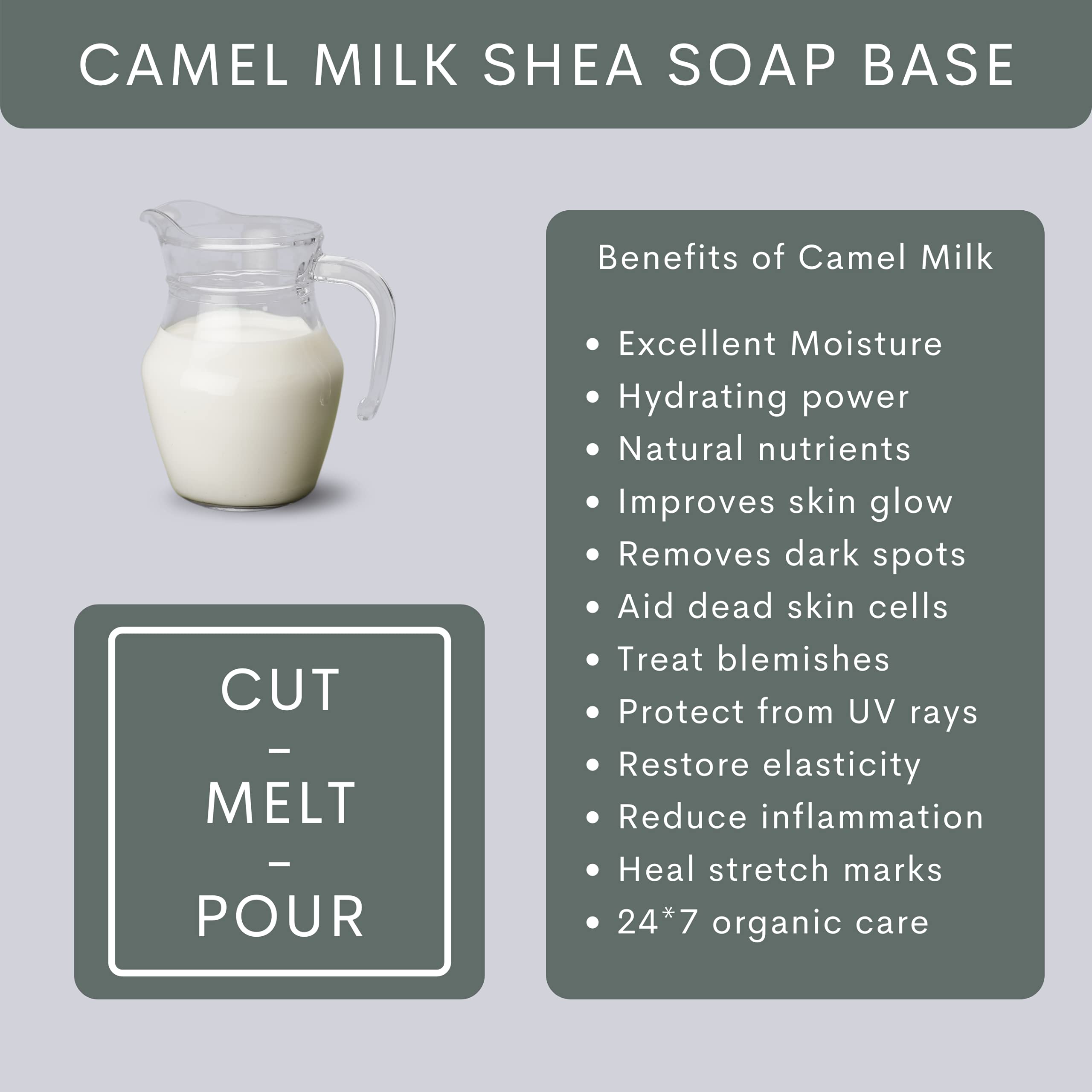 VEDANUM Natural Camel Milk Premium Melt and Pour Soap Base with Shea Butter Extracts - 500g (Sulfate & Paraben Free) for Sensitive Skin & Luxurious Bathing Experience