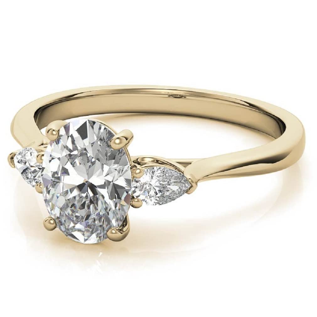 1.5 CT Oval Three Stone Moissanite Engagement Ring for Women - 925 Silver 10K/14K/18K Solid Yellow Gold Wedding Bridal Ring - Anniversary Promise Gift for Her - Perfect for Proposals, Weddings & Special Occasions