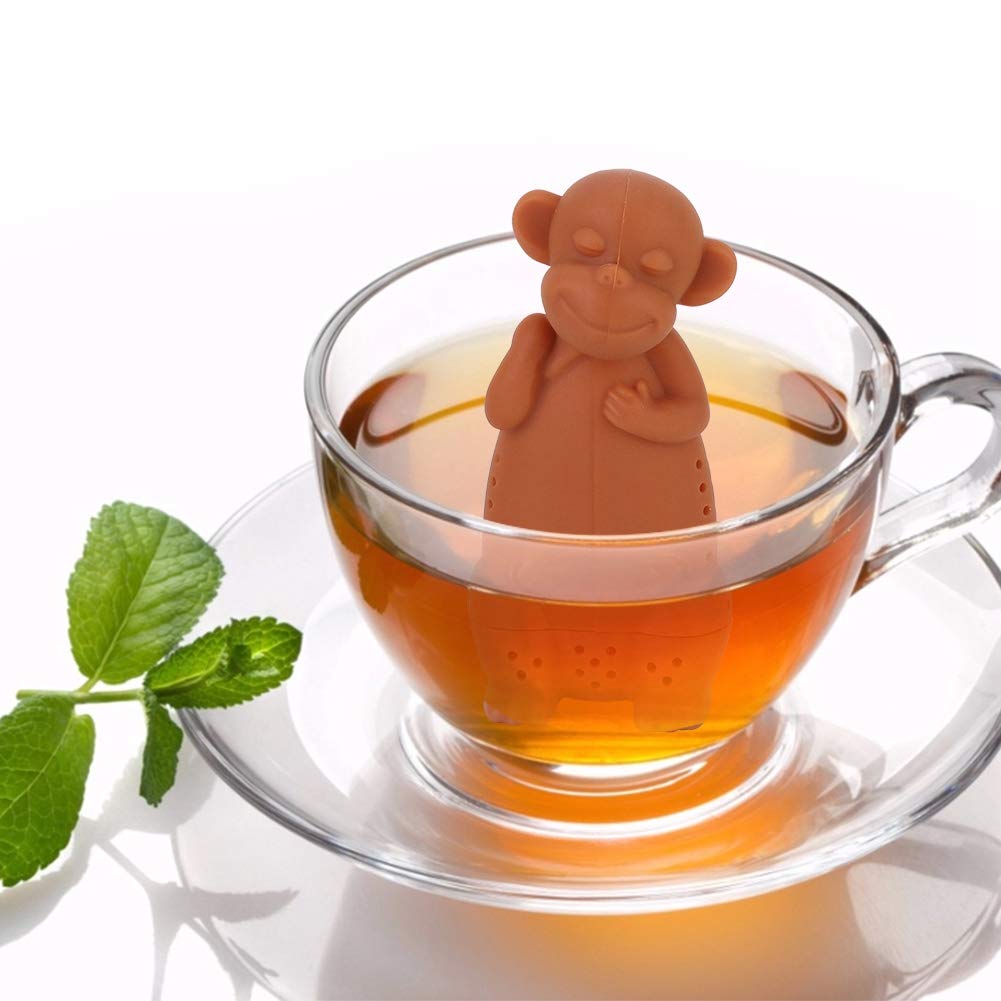 4 Pack Silicone Monkey Tea Infuser - Cute Cartoon Loose Tea Strainer Ball, Reusable Tea Filter for Herbal & Fruit Teas | Perfect for Tea Parties, Gifts & Relaxing with Friends & Family