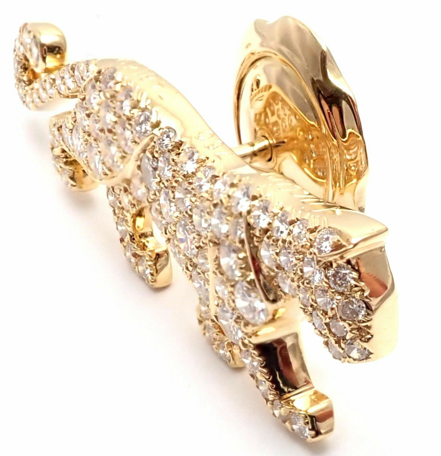 Authentic Cartier Panther Panthere 18K Yellow Gold Diamond Tie Lapel Brooch Pin - Luxury Jewelry Gift for Women, Perfect for Weddings & Formal Events