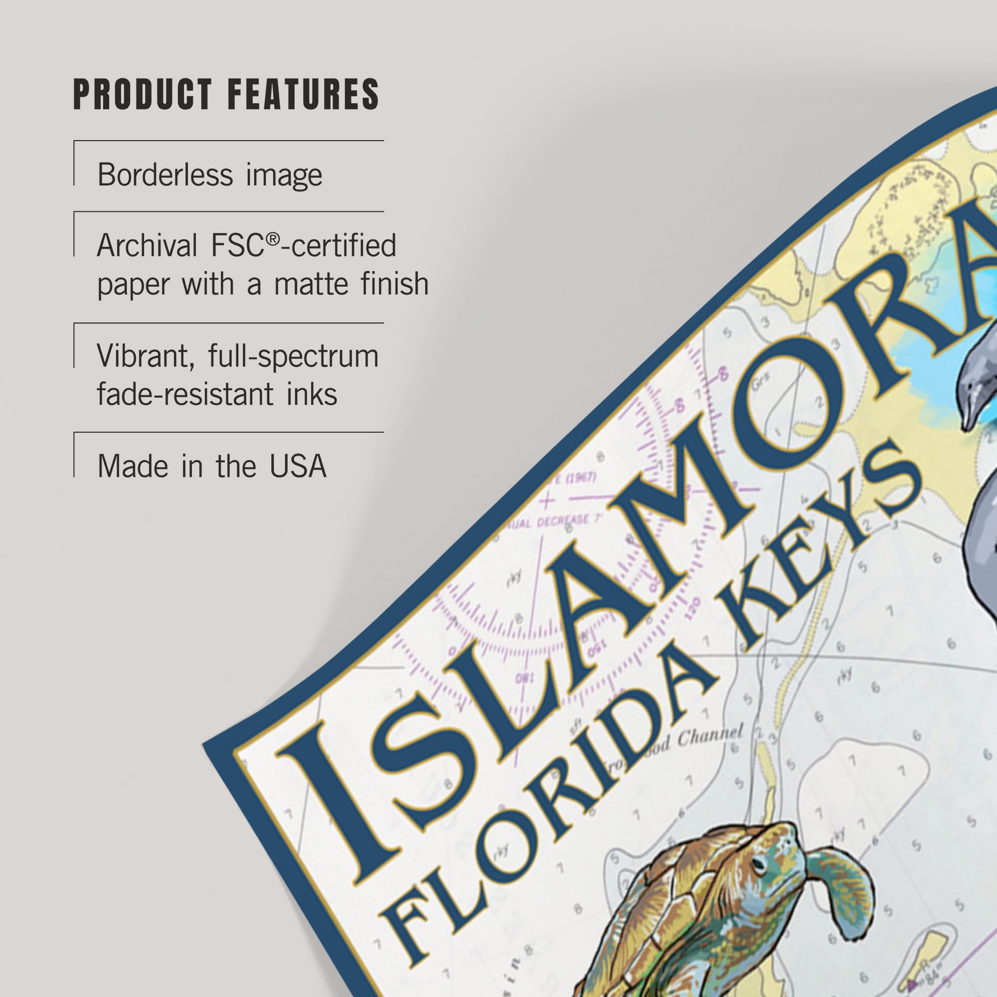 Lantern Press 16x24 Inch Giclee Print - Islamorada Florida Keys Nautical Chart Wall Art | Coastal Decor for Living Room, Office & Beach House