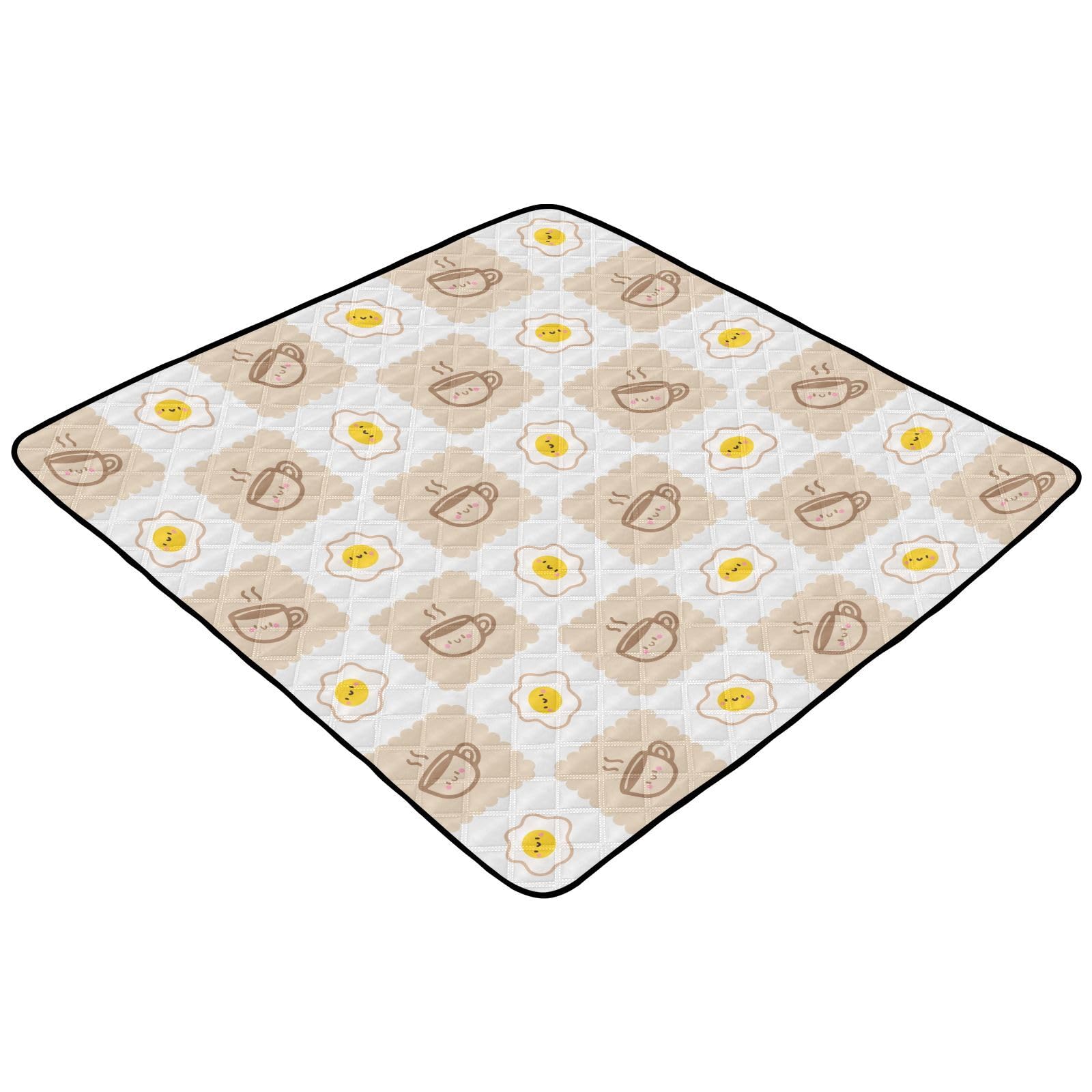**KICPOAY Baby Play Mat with Coffee Cups & Fried Eggs Design - 50