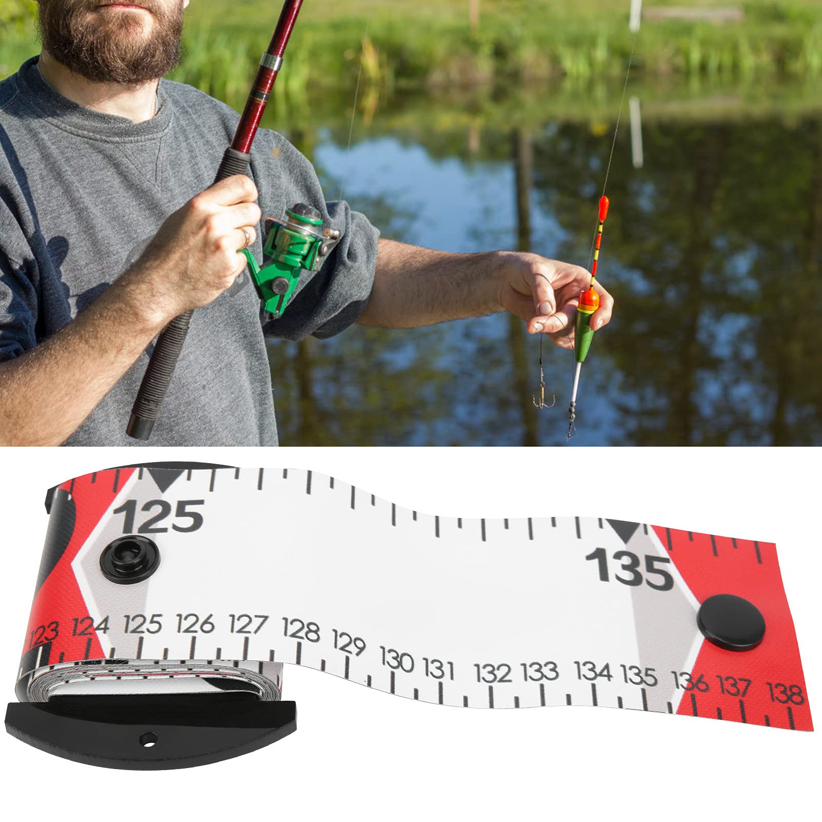 **138x5cm Waterproof Fish Measuring Ruler - Durable Fishing Measurement Tape for Boats, Anglers & Catch Sizing (Red) - Perfect for Freshwater & Saltwater Fishing**