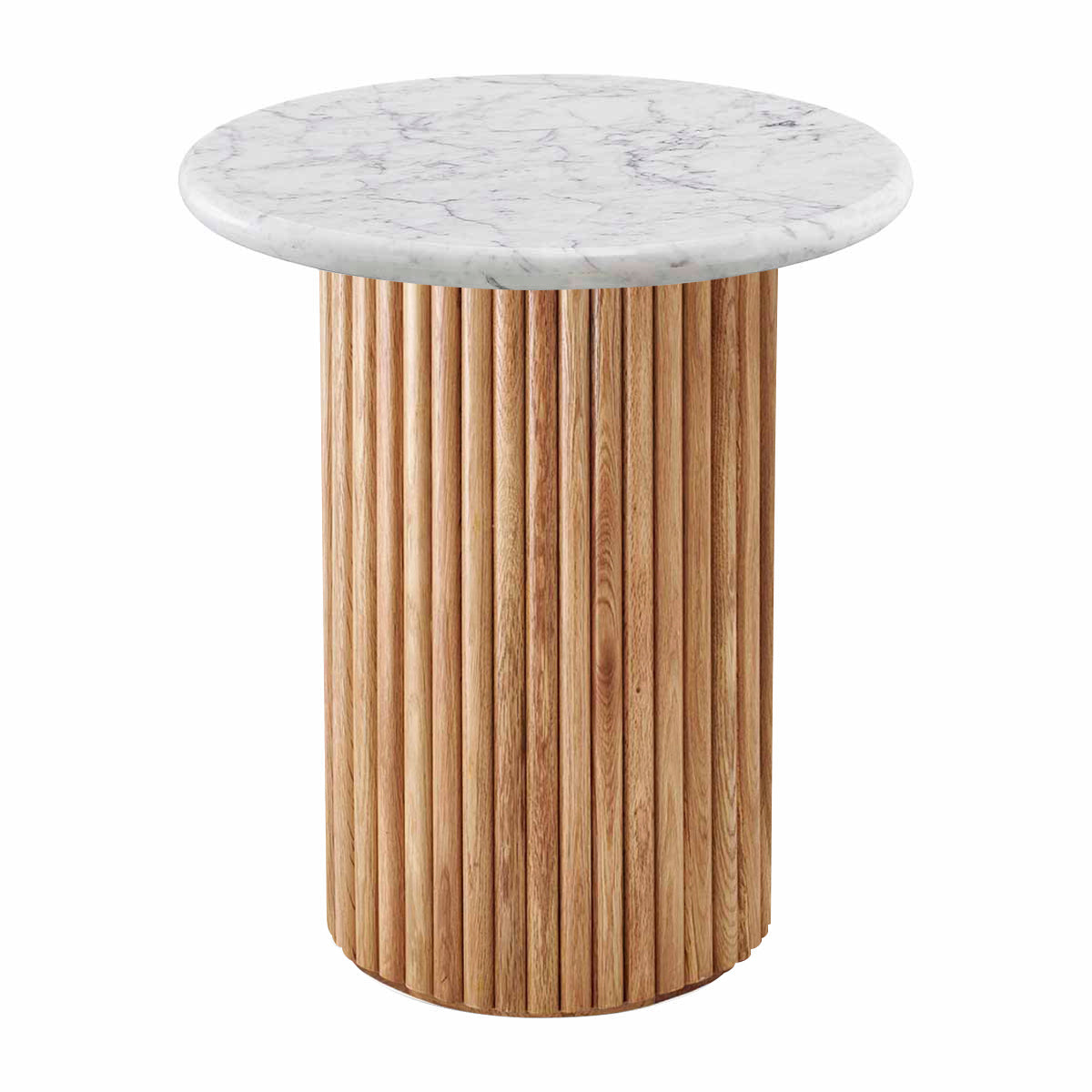 Cosmos Modern Side Table - Solid Oak Wood & Carrara Marble Top - Nightstand, End Table for Living Room, Bedroom, Office - Stylish Home Decor Furniture