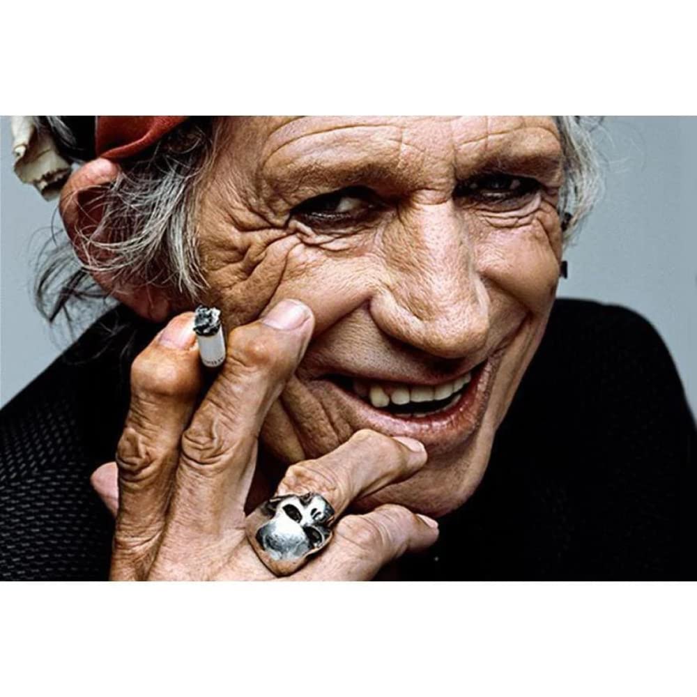 Sterling Silver Skull Ring for Men - Keith Richards Inspired Biker Jewelry - Perfect for Bikers, Rock Fans & Edgy Fashion Lovers