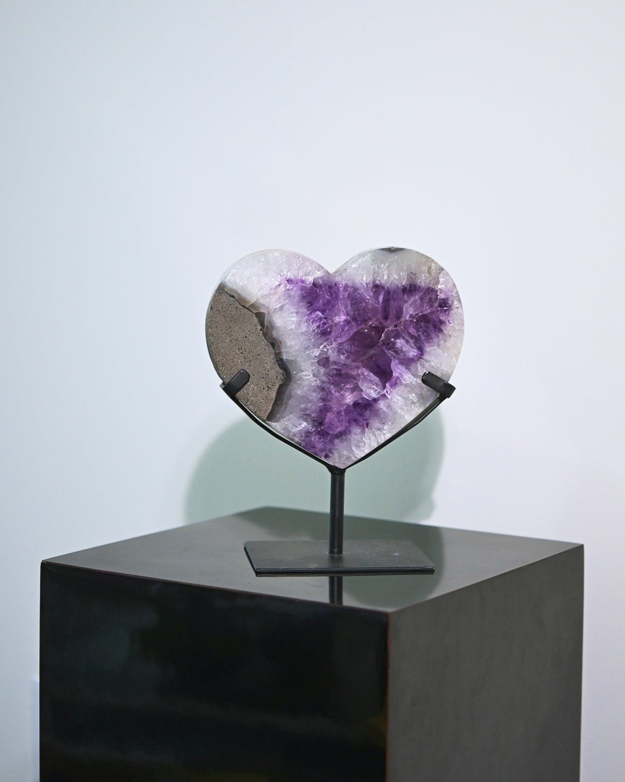 Natural Amethyst Crystal Geode Heart on Wooden Stand - 5.5lbs Purple Healing Stone for Home Decor, Meditation & Spiritual Gifts