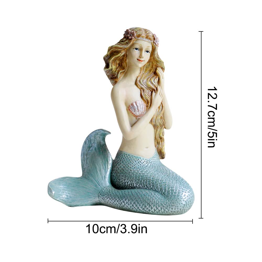 Handcrafted Resin Mermaid Statue - Elegant Mermaid Figurine for Home Decor, Bathroom, Living Room & Office Desk | Perfect Gift for Mermaid Lovers & Beach-Themed Interior Design