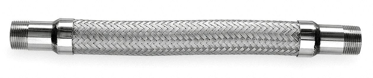 Flexible 316 Stainless Steel Metal Hose - 12 Inch Length x 1 Inch Diameter - Corrosion Resistant for Plumbing, Gas & Industrial Use - GZ100SM120