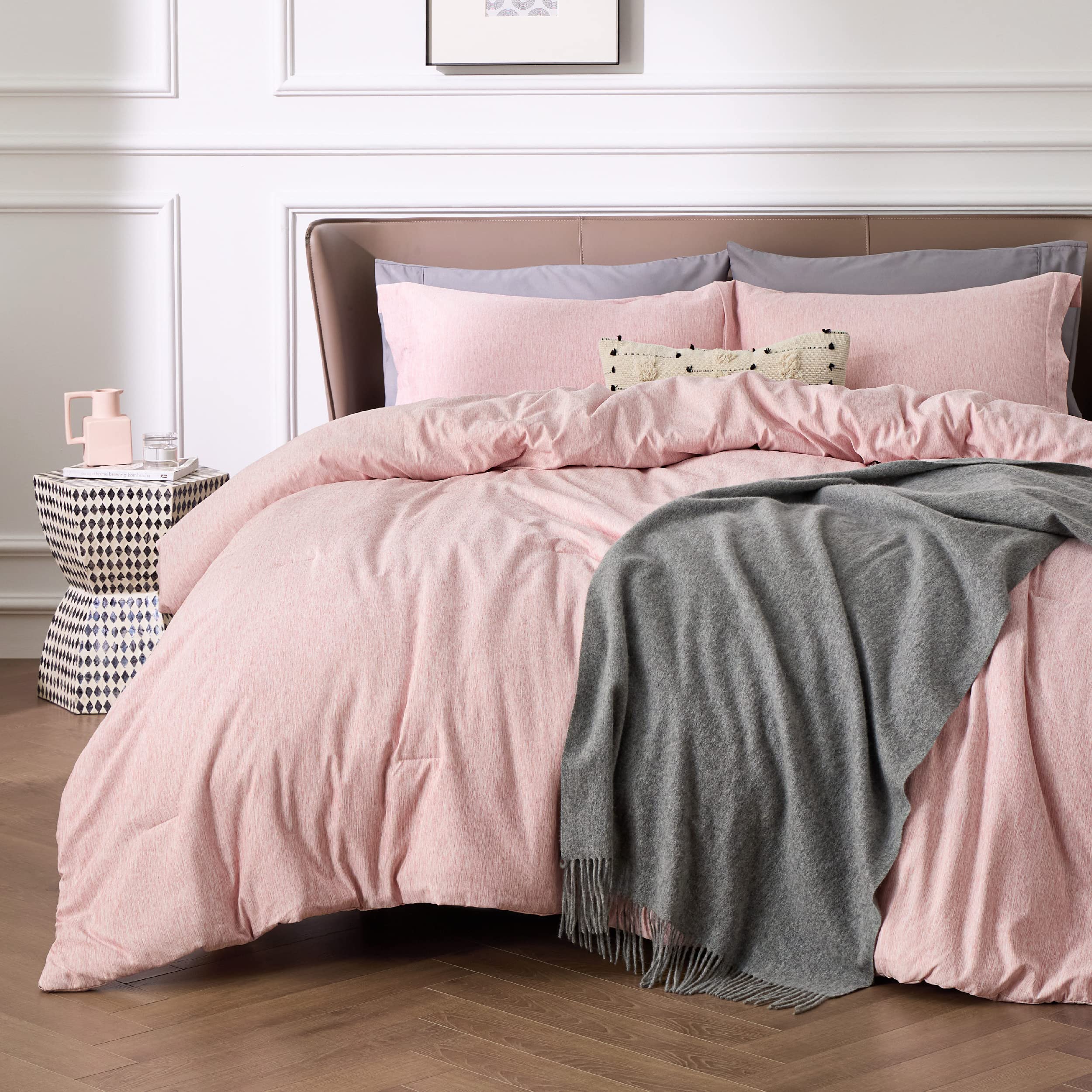Bedsure California King Comforter Set - Soft Pink Bedding Comforter with 2 Pillow Shams, Breathable & Hypoallergenic, 104x96 Inches, 3-Piece Set for Cozy Bedroom Decor & Guest Room Luxury