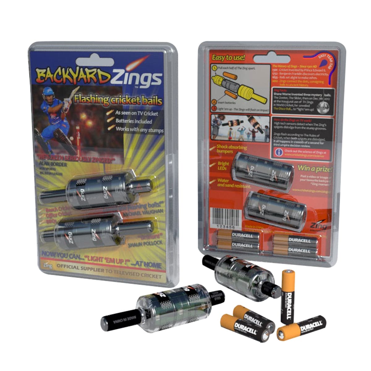 Flashing Cricket Bails - LED Light Up Wicket Stumps for Night Games | Backyard Zing Cricket Accessories | Perfect for Backyard Cricket, Night Matches & Training Practice