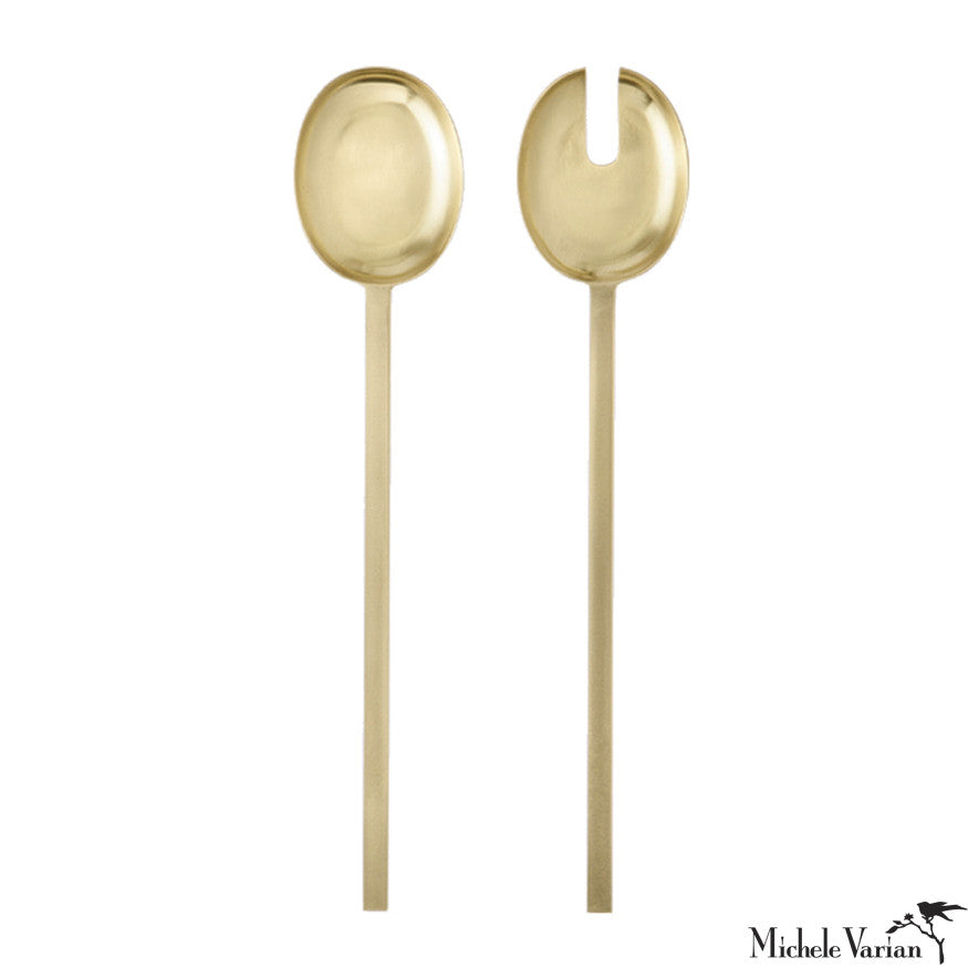 Elegant Circular Brass Salad Servers Set - Vintage Style Salad Tongs for Serving, Tossing & Garnishing - Perfect for Dinner Parties, Picnics & Buffets