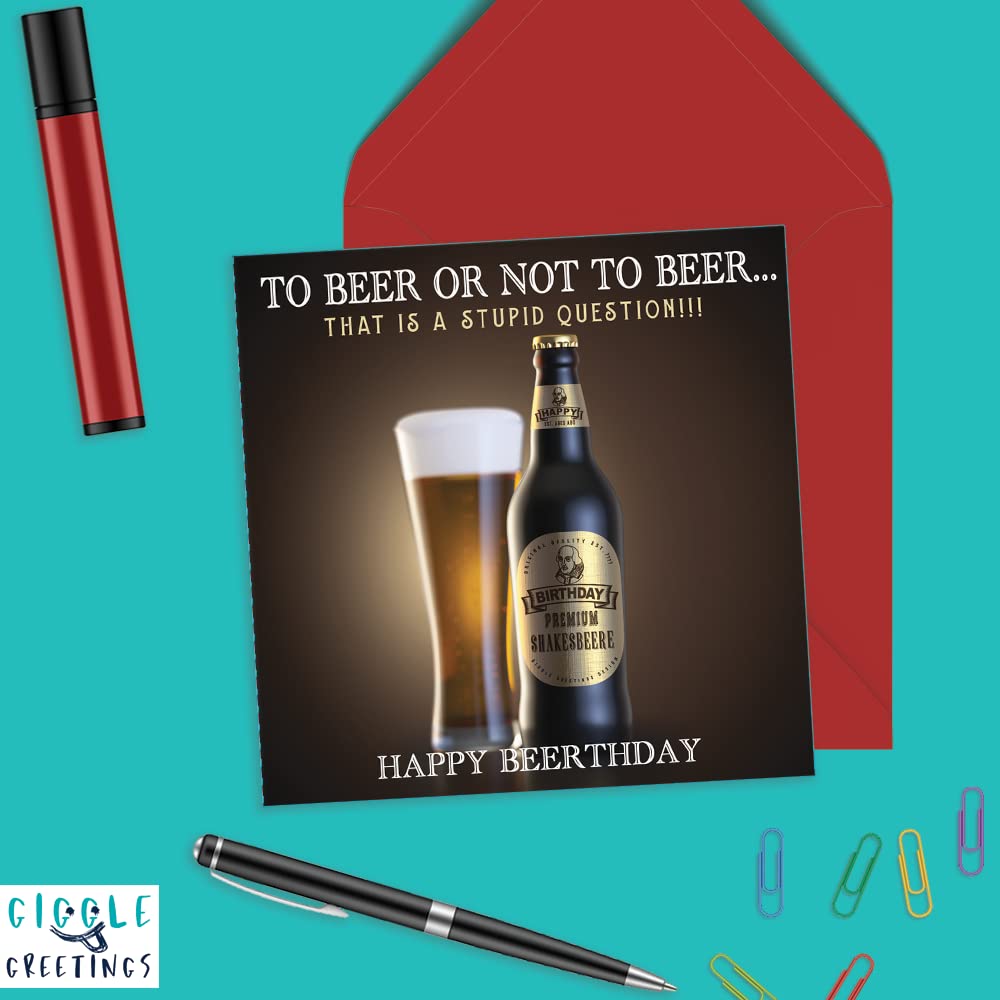 Funny Beer Birthday Card for Men & Women - Humorous Greeting Card with Red Envelope | Eco-Friendly & Recyclable | Perfect for Beer Lovers, Coworkers, Friends & Family Celebrations
