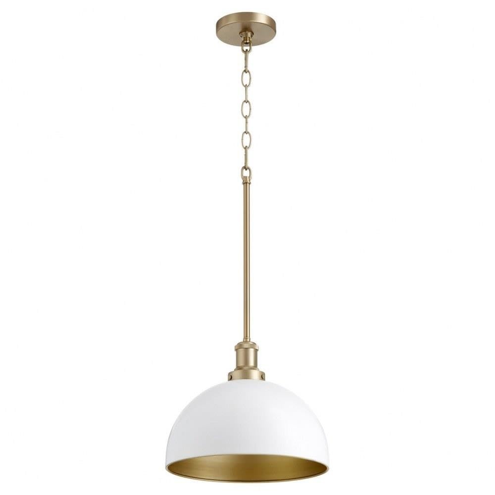 876-0880 Transitional One Light Pendant in Brass - Antique Finish | Vintage Style Ceiling Light Fixture for Dining Room, Kitchen Island & Entryway Lighting