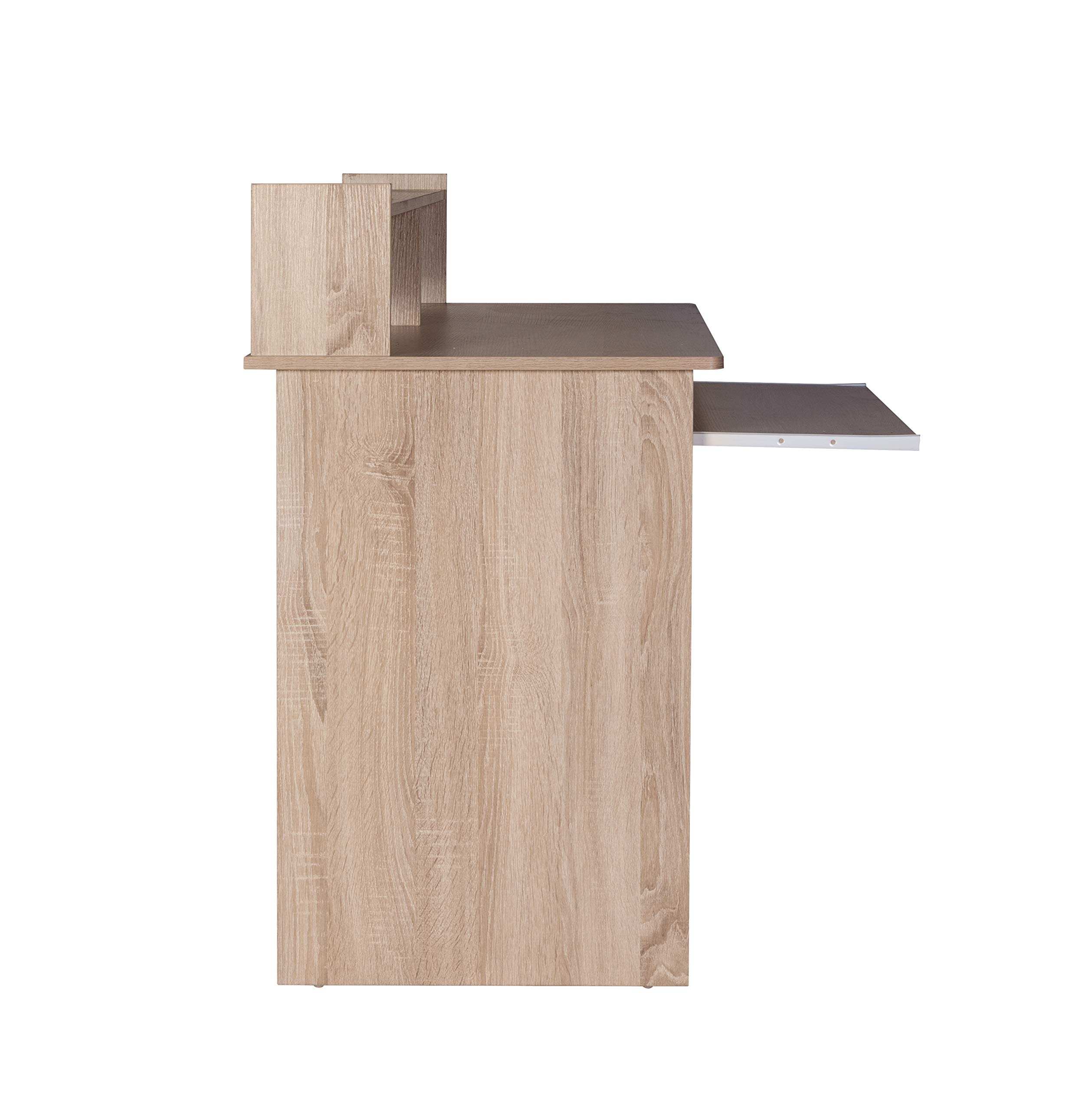 OneSpace Essential Computer Desk with Hutch and Pull-Out Keyboard - Light Oak Finish for Home Office, Study & Small Spaces