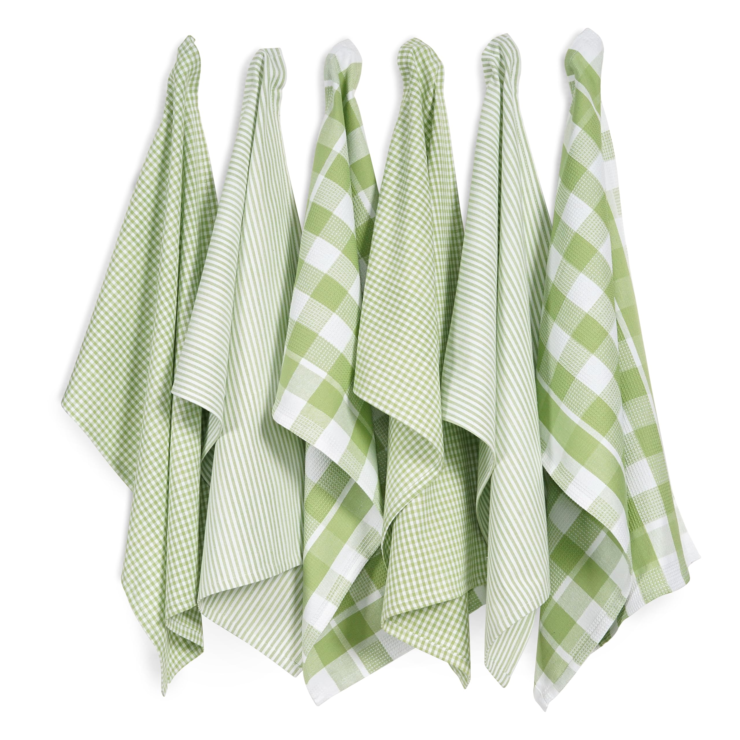 Premium 6-Piece Sage Green Cotton Kitchen Towel Set - 18
