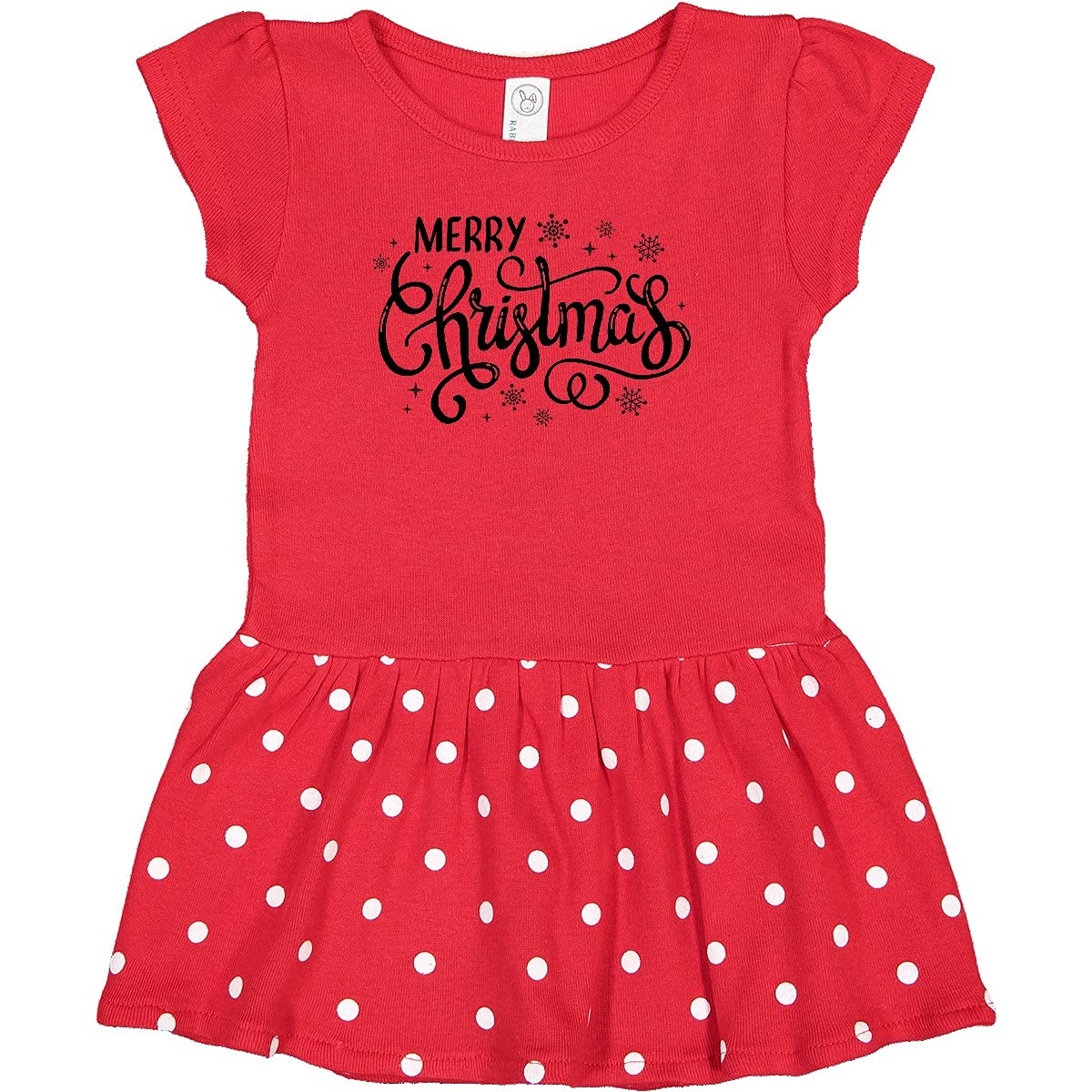 Inktastic Merry Christmas Hand Lettering with Snowflakes Black Infant Dress - Perfect for Holiday Photos, Christmas Parties & Festive Family Gatherings