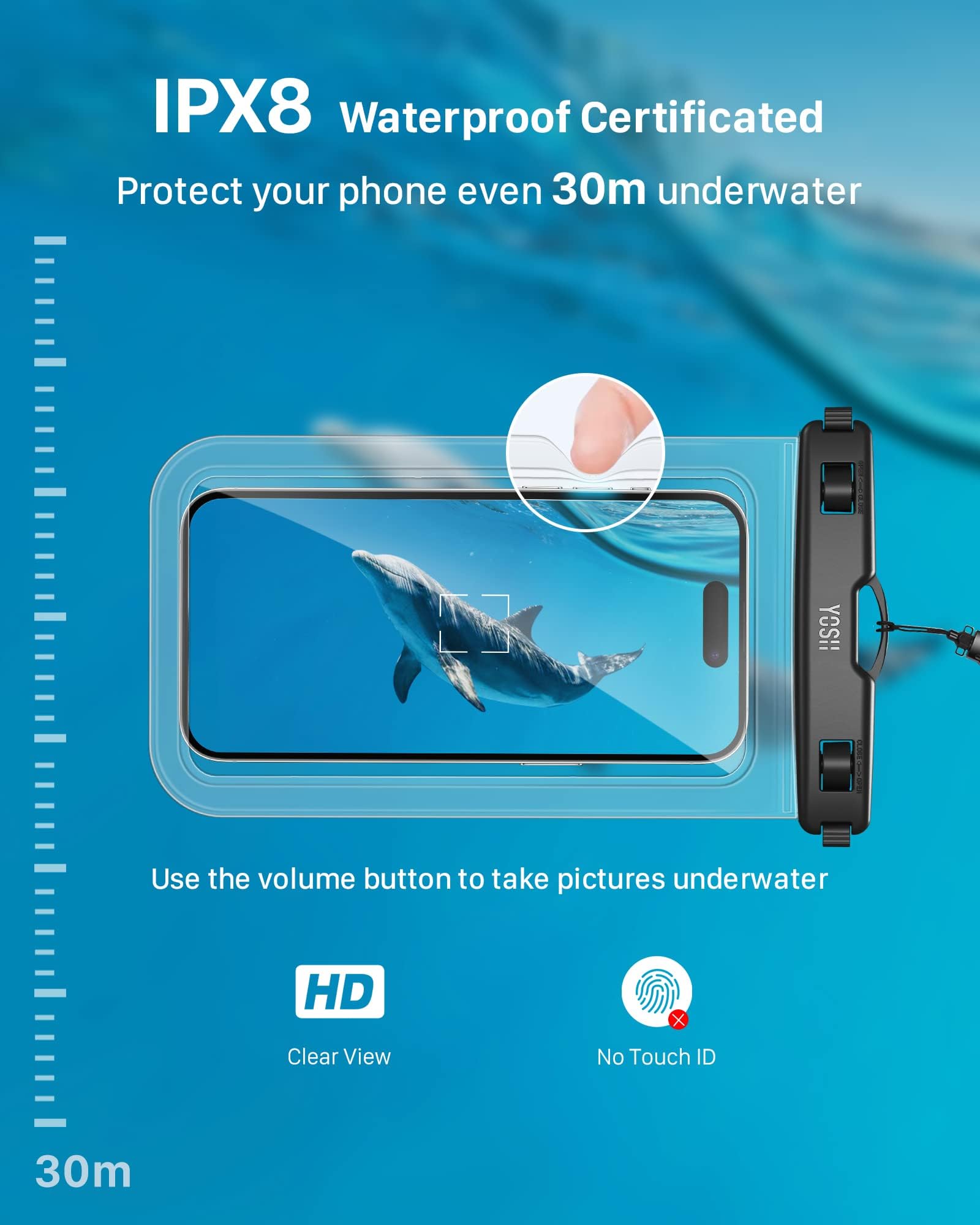 YOSH Waterproof Phone Case [2-Pack] IPX8 Waterproof Protection for iPhone 16/15/14/13/12/11 Pro/XS/XR/X & Samsung S24/S23/S22 (Up to 6.8