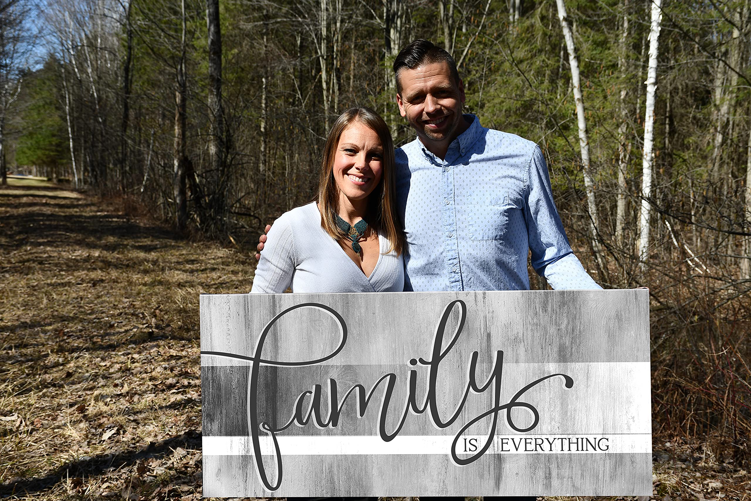 Family Is Everything Framed Wall Art - Large Canvas Farmhouse Decor for Living Room & Family Room - Grey 42x19 Inch - Perfect for Home, Office & Gift Giving