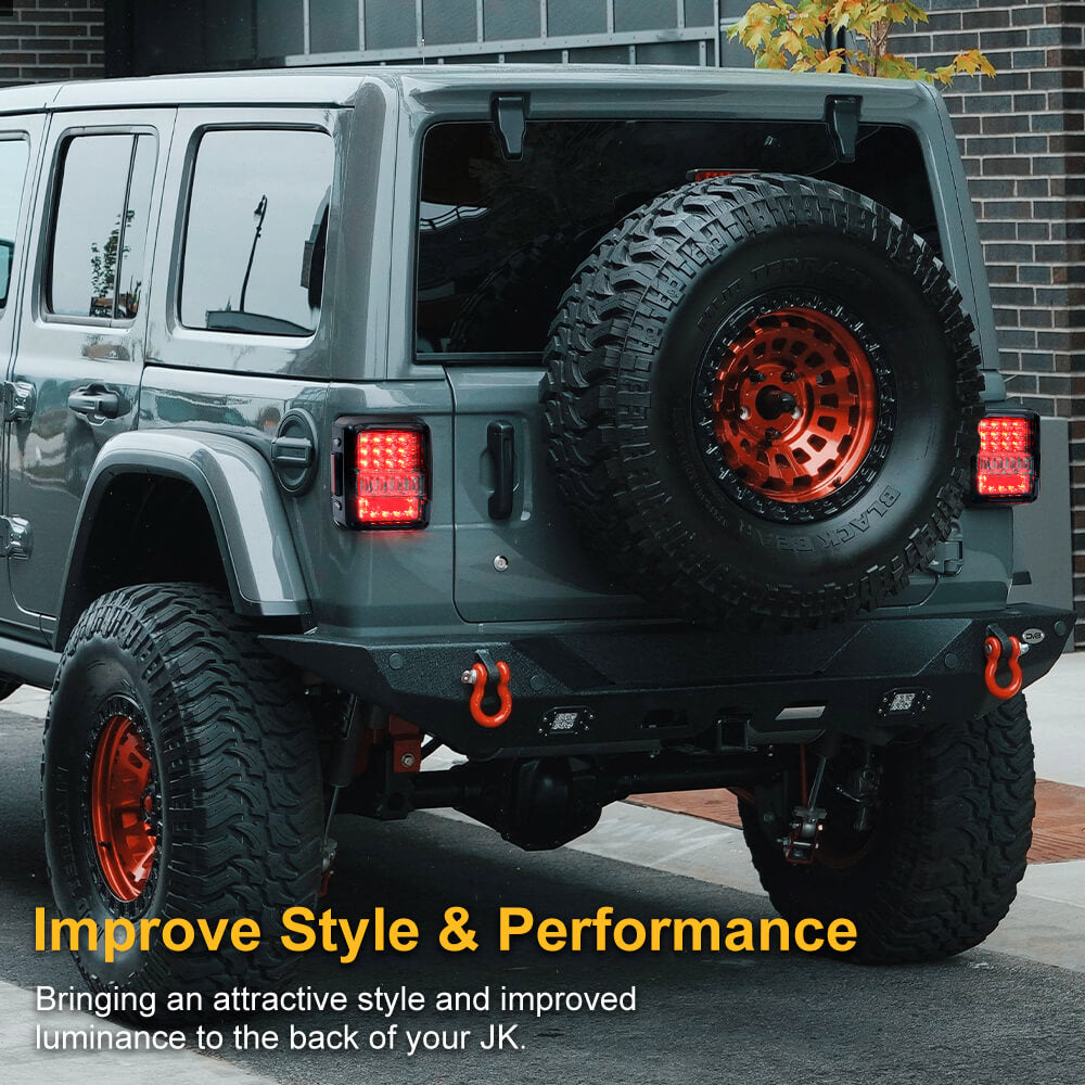 Bright 30W LED Tail Lights with 4D Clear Lens for Jeep JK - Enhanced Reverse & Parking Lights with Built-in EMC | Perfect for Off-Roading & Night Driving