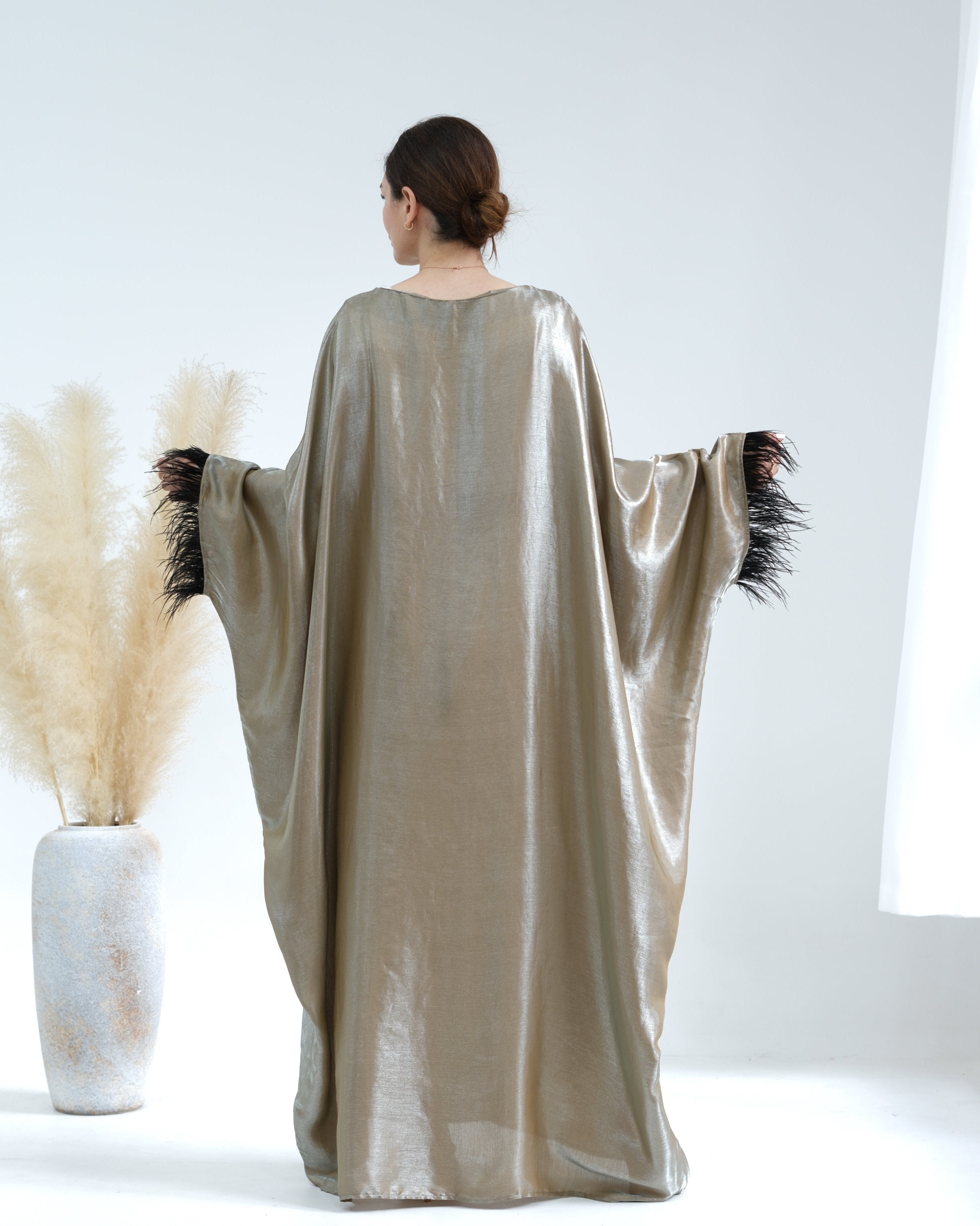 Elegant Marianne Butterfly Abaya Dress in Champagne - Perfect for Eid, Weddings & Special Occasions