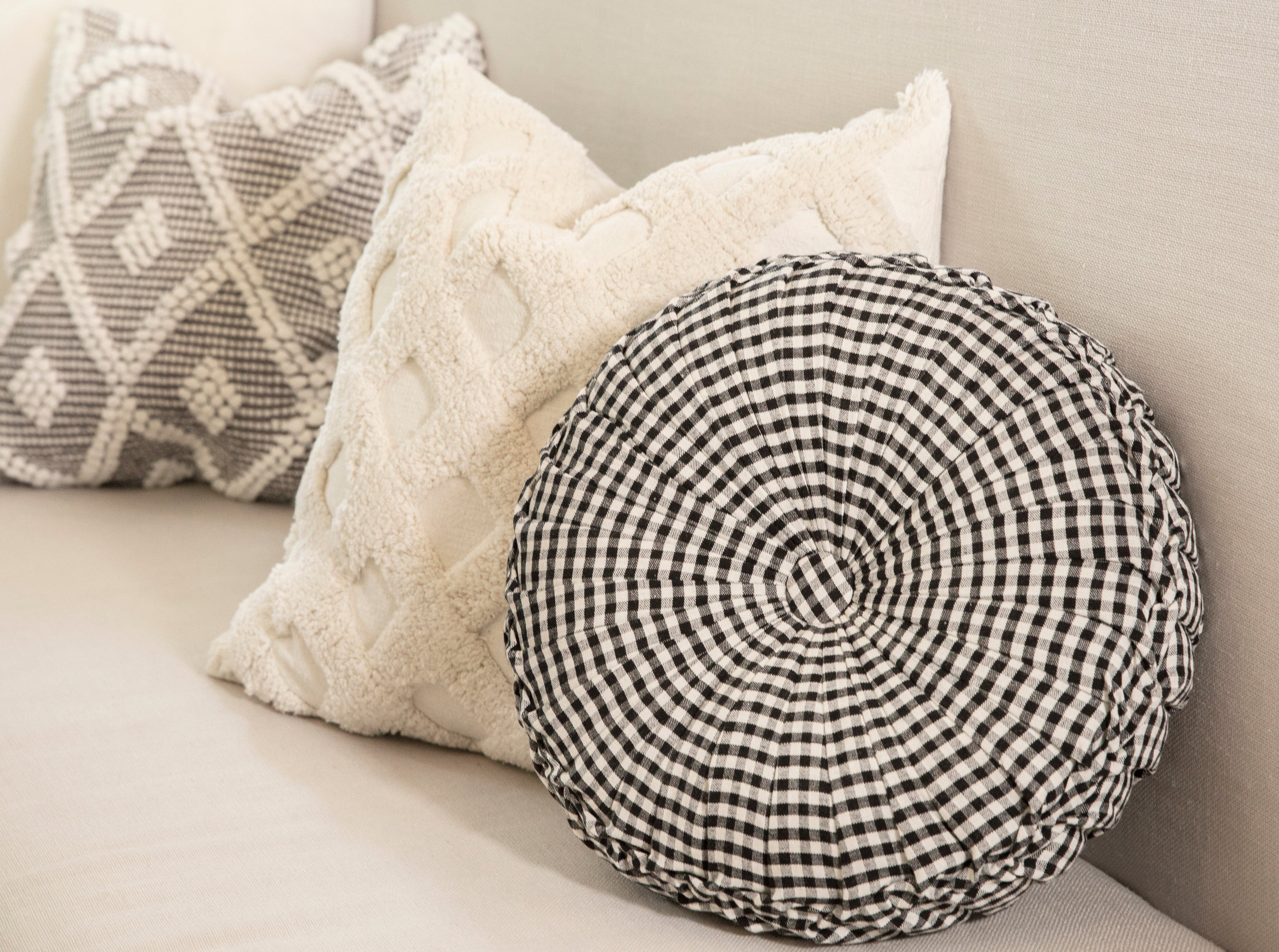 Gingham Check Yarn Dyed Pleated Decorative Pillow Covers - Stylish Home Decor for Sofa, Bed, Couch & Living Room
