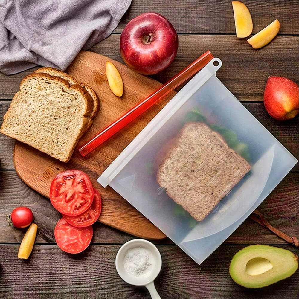 **Ora Reusable Silicone Food Storage Bags - Eco-Friendly, Leak-Proof, Freezer & Dishwasher Safe - Set of 3 (Small, Medium, Large) - Perfect for Meal Prep, Snacks, and Leftovers**