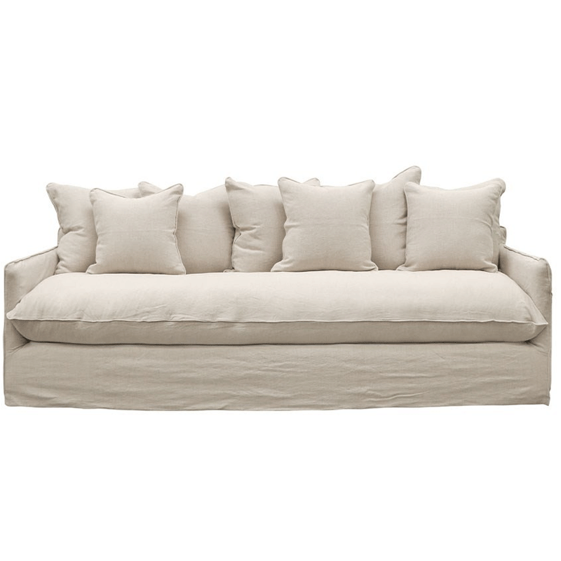 Napa 3-Seater Slipcover Sofa in Natural Fabric - Perfect for Living Room, Family Room & Home Theater Comfort