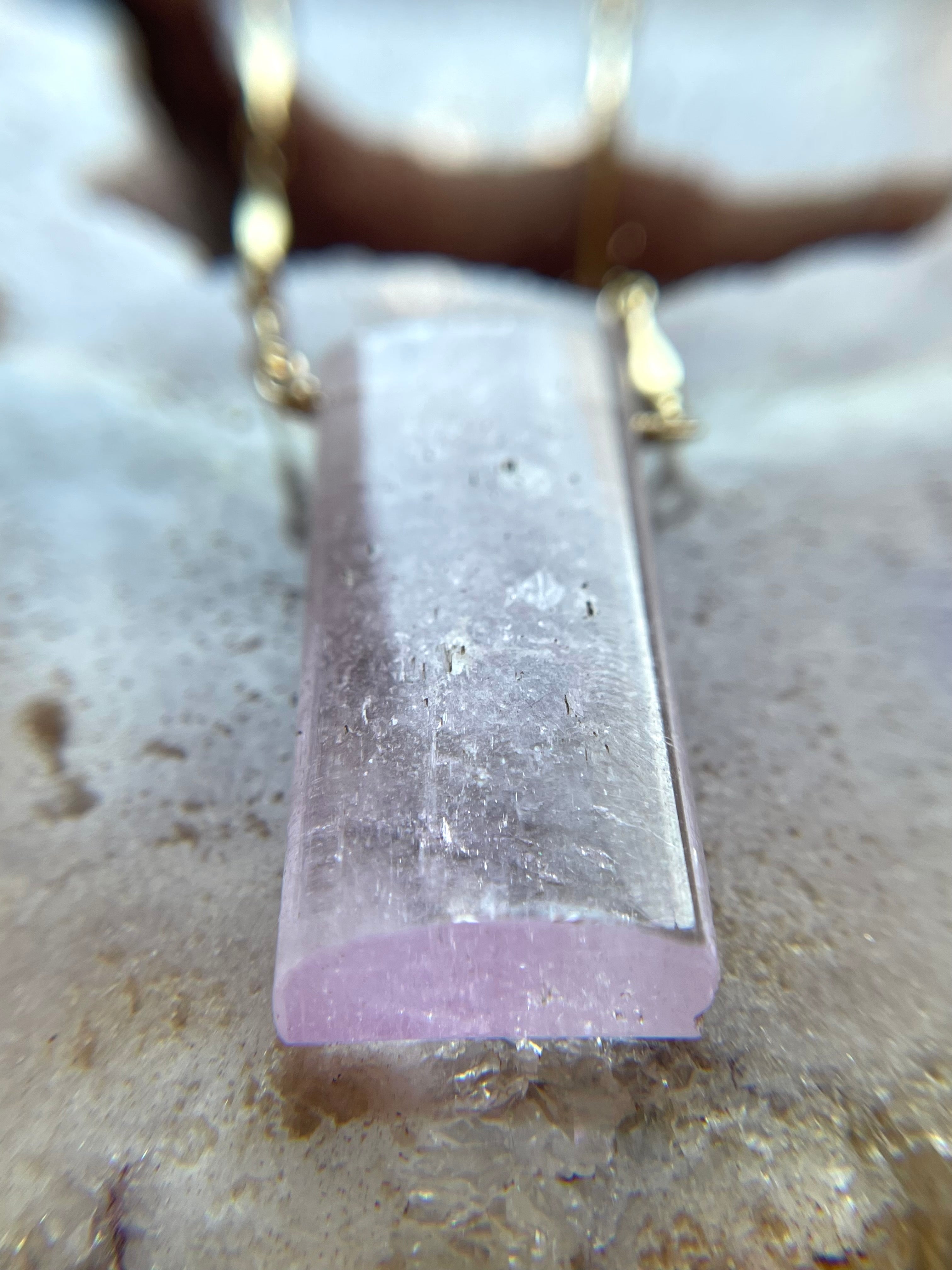 Large Pink Kunzite Crystal Statement Necklace - 14kt Gold Filled Chain - Elegant Jewelry for Women, Perfect for Weddings, Parties & Special Occasions