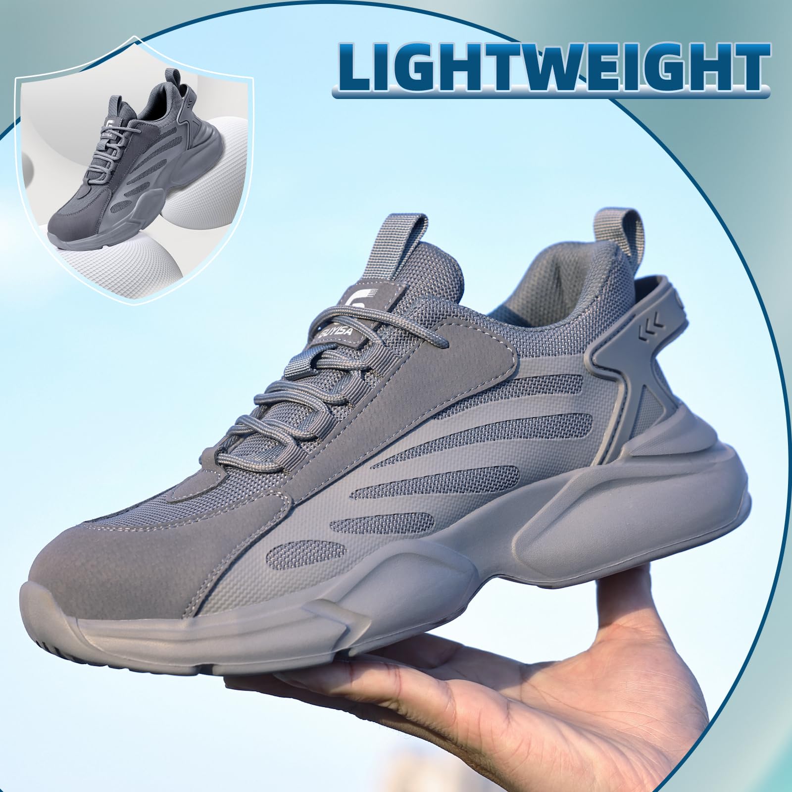 Lightweight Steel Toe Work Shoes for Men & Women - OSHA Approved Safety Sneakers for Construction, Industrial & Tennis | Durable Comfort for Long Shifts & Outdoor Work