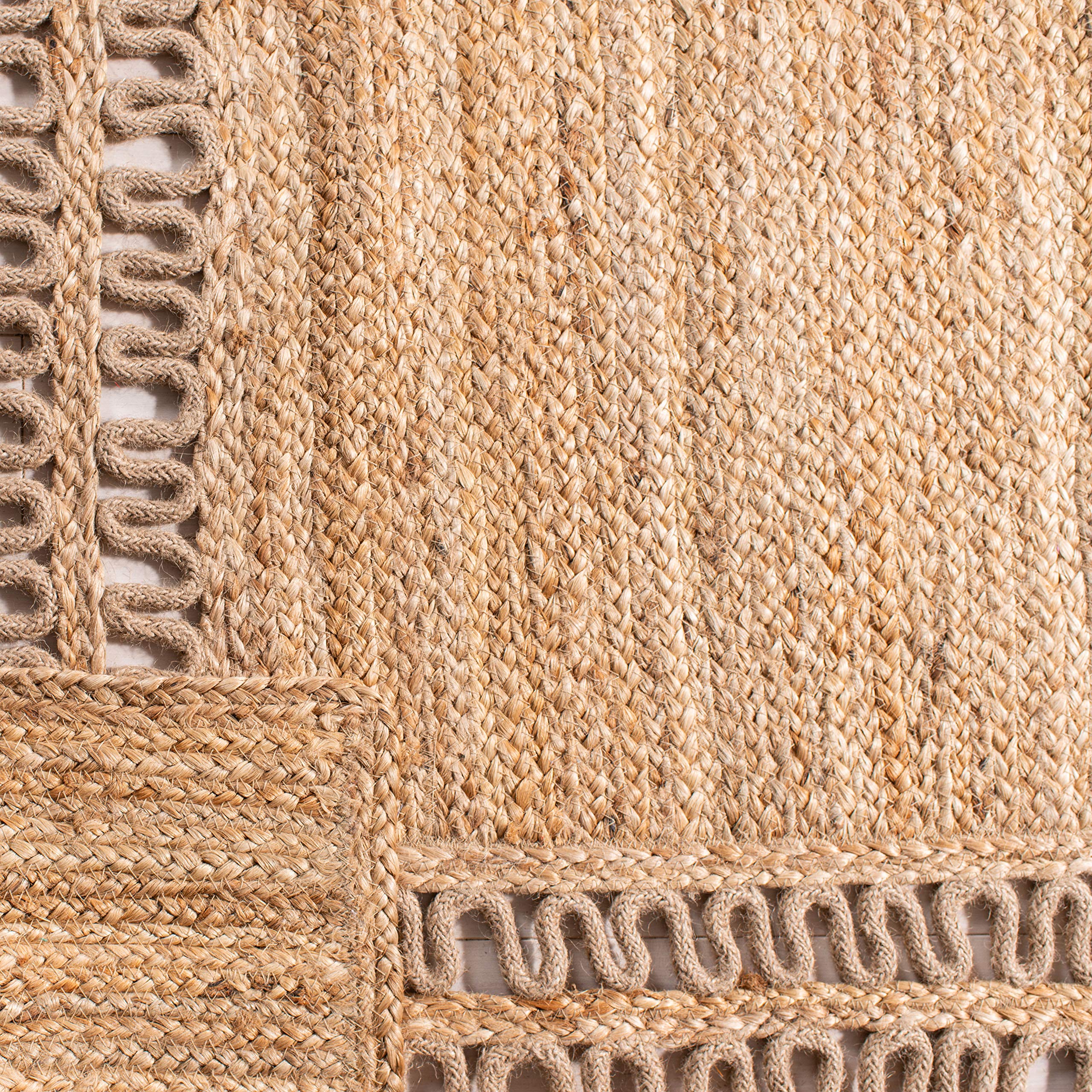 SAFAVIEH Handmade Boho Jute Area Rug 6' x 9' - Natural Fiber Farmhouse Rug for Living Room & Bedroom | Beige (NF374B) | High Traffic Durable | Perfect for Bohemian Decor & Cozy Home Style