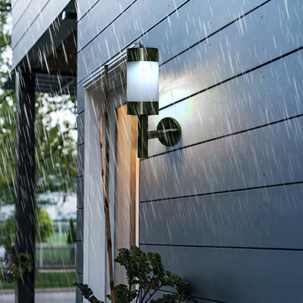Mumusuki 2 Pack Solar Powered LED Outdoor Wall Lights - Stainless Steel Waterproof Garden Lights for Yard, Fence, Pathway, and Landscape Decoration | Motion Sensor, Dusk to Dawn Lighting for Home & Patio