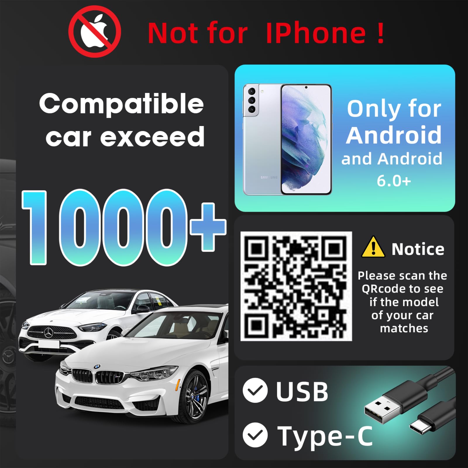Wireless Android Auto CarPlay Adapter - Plug & Play Bluetooth Dongle for Seamless Touch Connection & Easy Setup | Upgrade Wired to Wireless for Android Phones | Perfect for Commuting, Road Trips & Hands-Free Driving