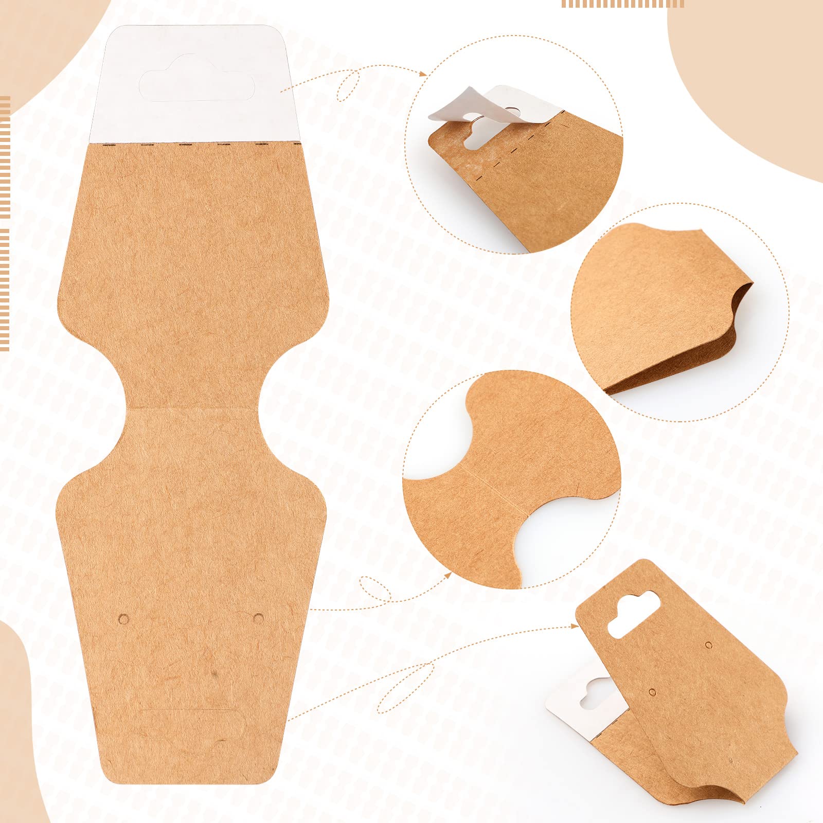 400 Kraft Paper Jewelry Display Cards with Adhesive - Necklace, Keychain & Bracelet Holder - Perfect for Boutique, Craft Show & Retail Store Displays (Khaki)