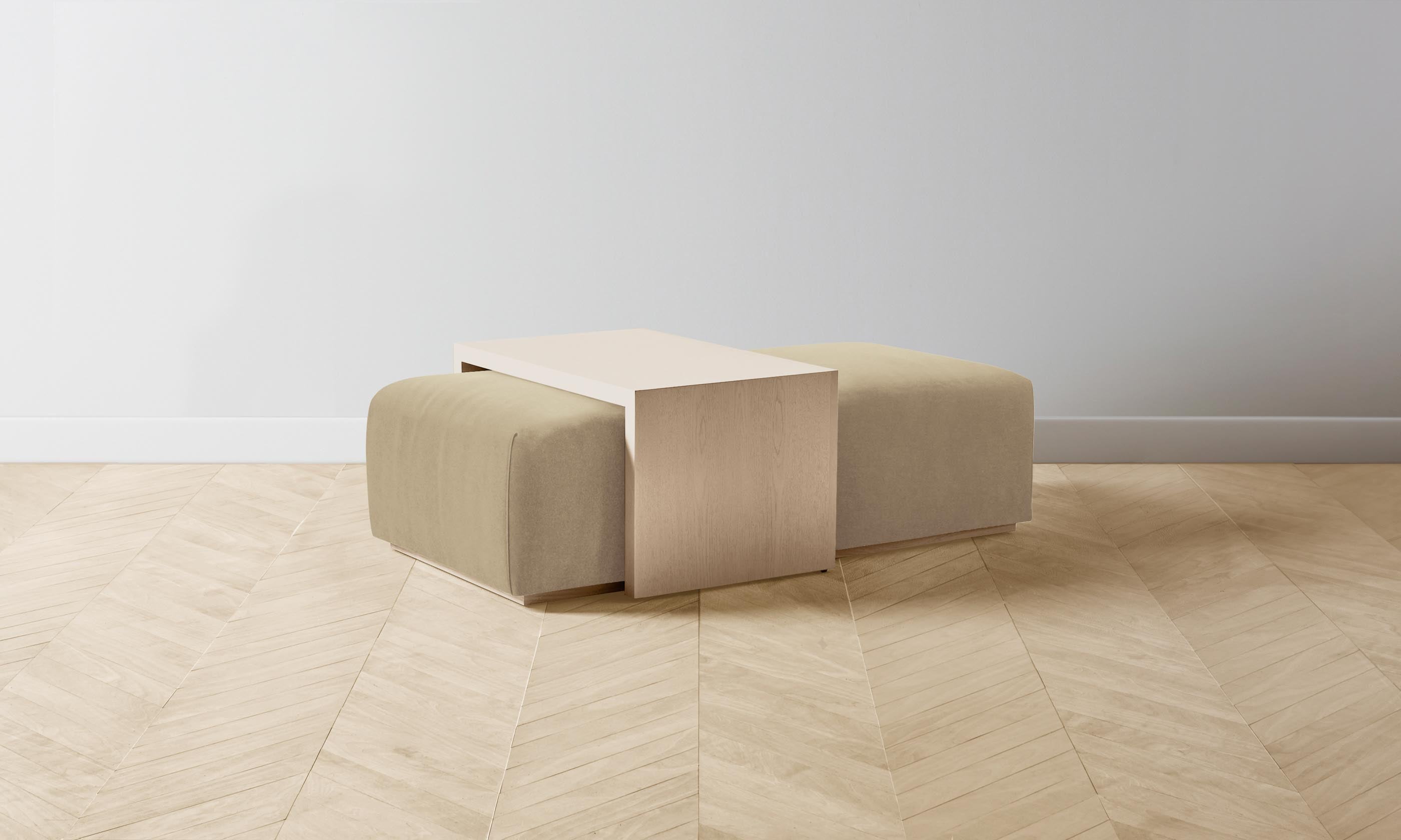 The Bowery Ottoman - Luxurious Mohair Upholstery in Almond - Perfect for Living Room, Bedroom & Lounge Decor