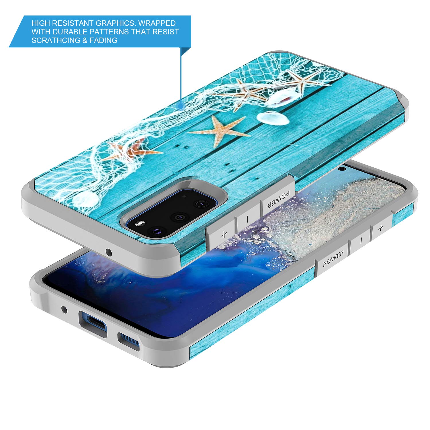 Samsung Galaxy S20 Phone Case - Slim Hybrid Dual Layer Shockproof Hard Cover with Cute Starfish Design | Fashionable & Colorful Silicone Skin Armor Case | Perfect for Everyday Protection & Style