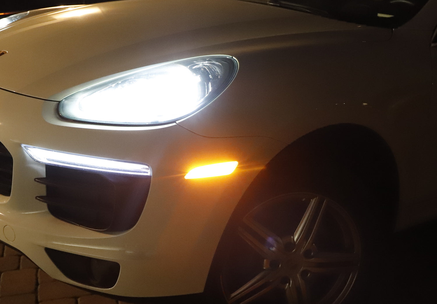 Amber LED Side Marker Lights for 2014-2024 Porsche Macan - Clear Lens Bumper Light Kit - Enhance Visibility & Style for Night Driving & Car Shows