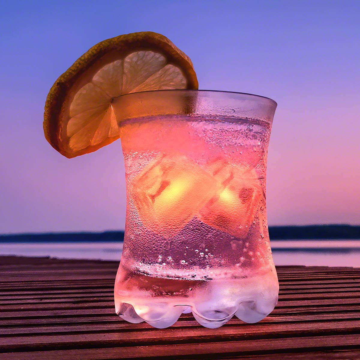 Glow in the Dark Ice Cubes - 12 Pack LED Light Up Ice Cubes for Drinks, Cocktails & Parties | Reusable & Cool Orange Light Effects for Halloween, Birthday, Wedding & Nightclub Events