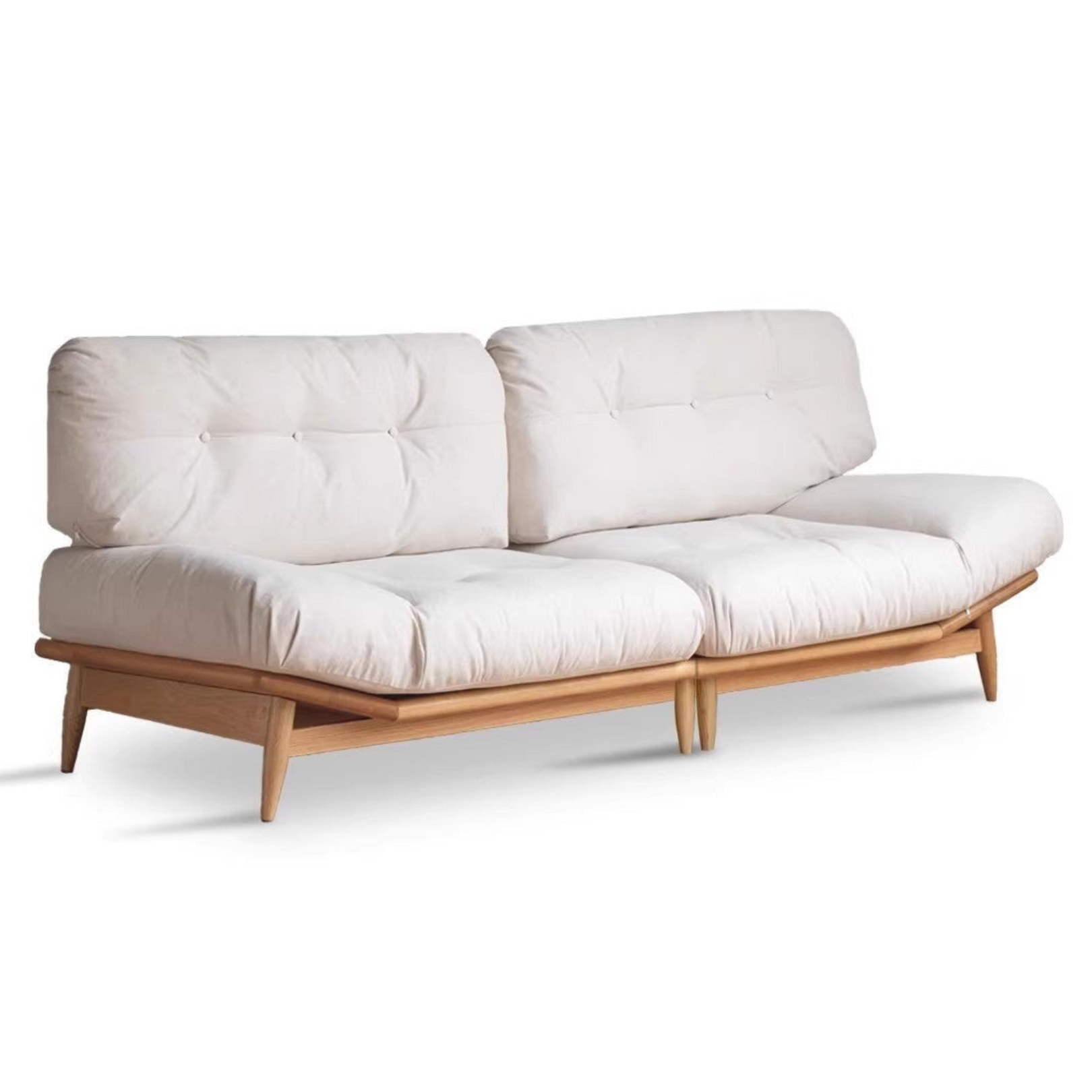 94.4х33.8х35.4 inch / 240х86х90сm / Natural wood color / sofa fabric pear white