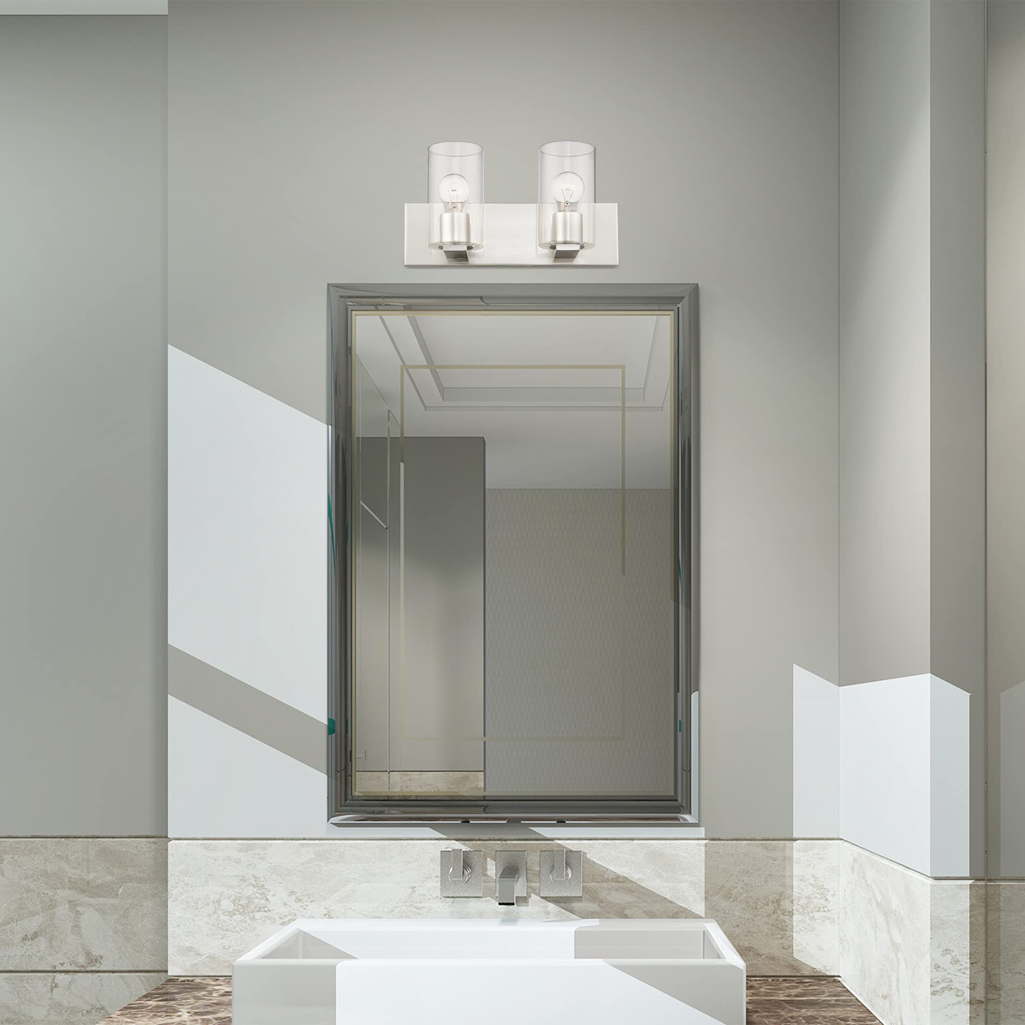 Livex Lighting Brushed Nickel Bathroom Vanity Sconce - Modern Wall Light Fixture for Bathroom, Powder Room & Dressing Area