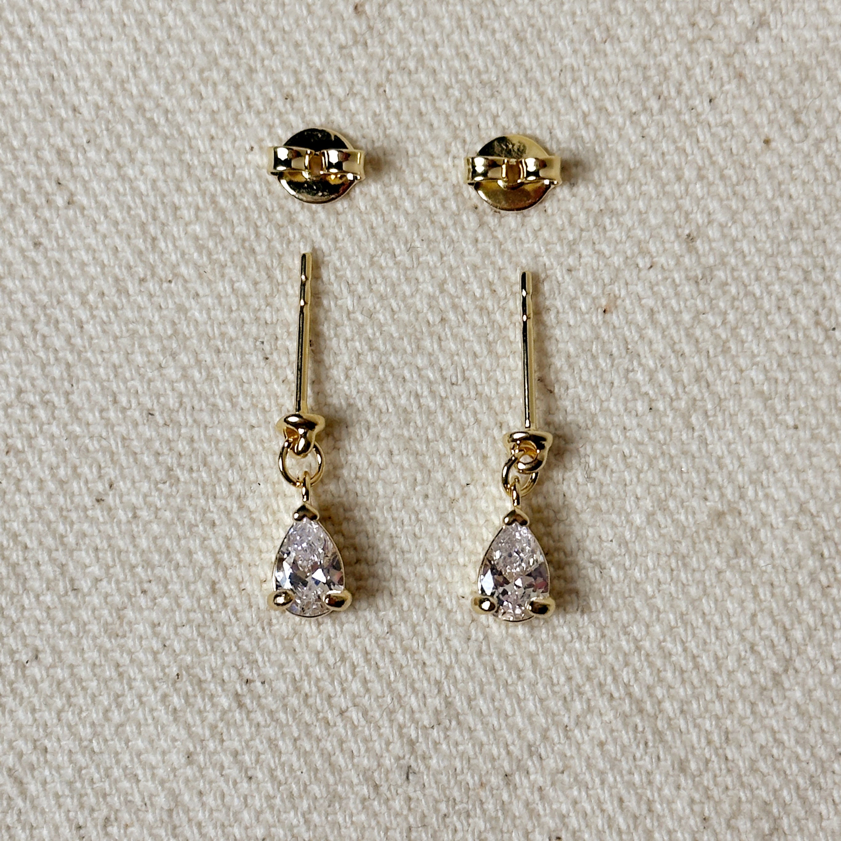 18K Gold Filled Teardrop CZ Earrings for Women - Sparkling Cubic Zirconia Dangle Earrings - Elegant Jewelry Gift for Wedding, Party & Special Occasions
