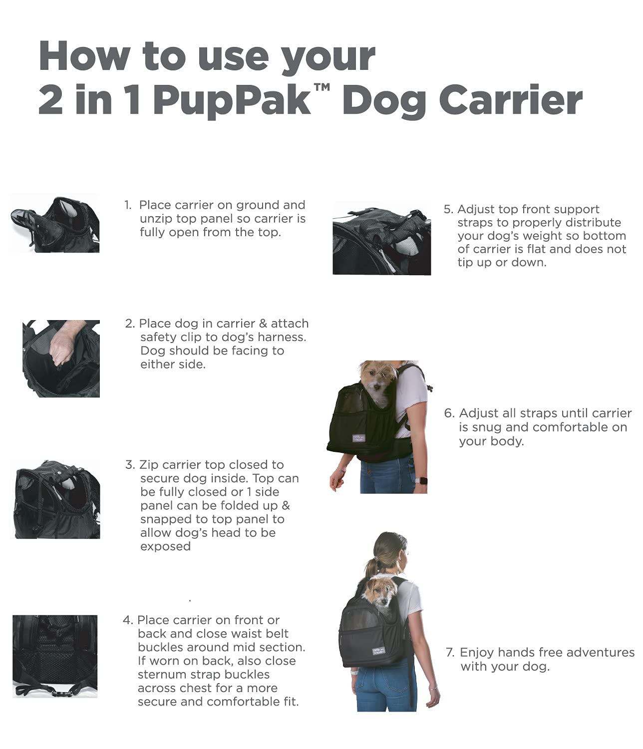 Outward Hound PupPak 2-in-1 Dog Carrier Backpack for Small Dogs - Adjustable, Ventilated Pet Travel Bag - Perfect for Hiking, Air Travel & Daily Commutes (Black, One Size)