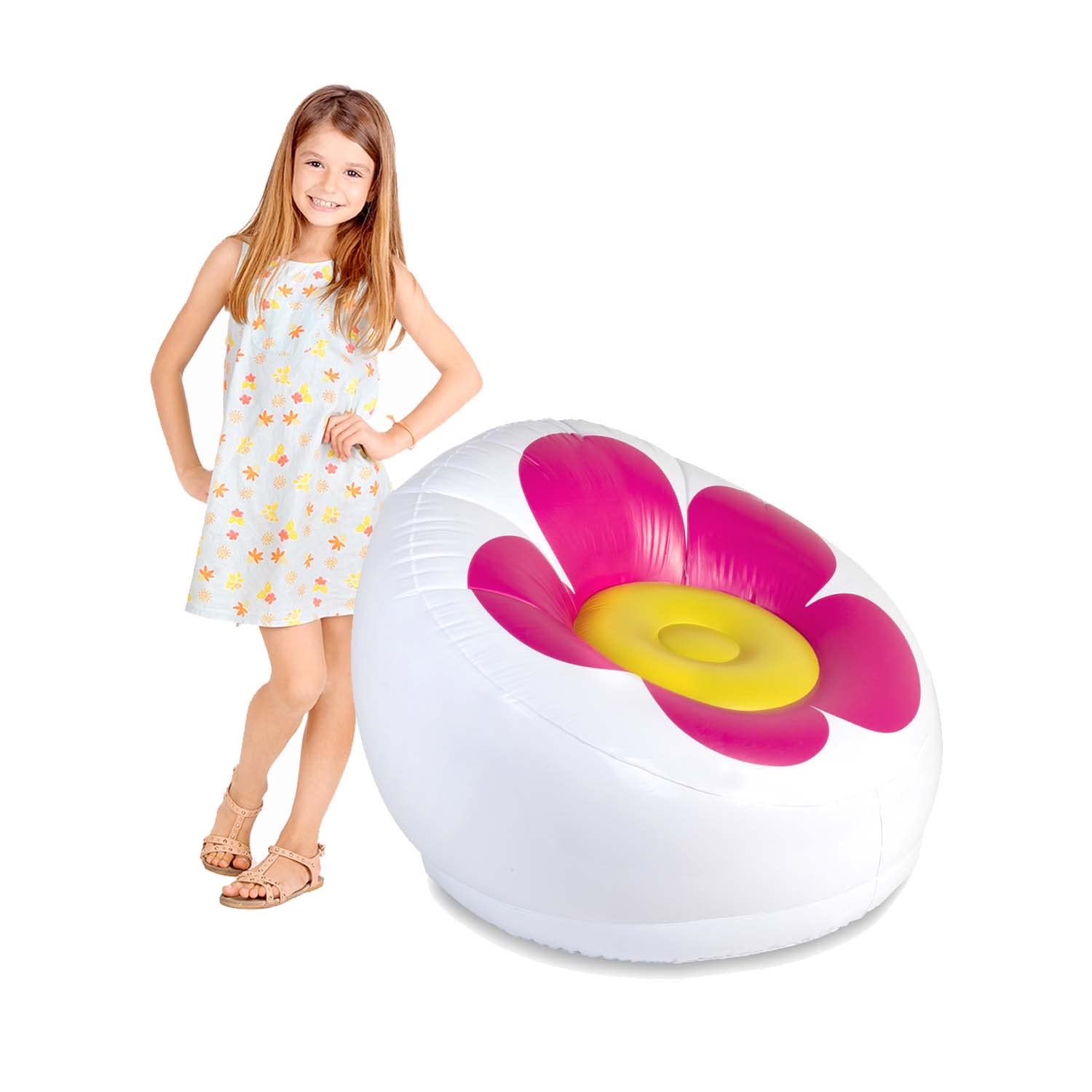 KANYAN - Flower Shaped Kids Bean Bag Chair for Girls, Toddler Reading Chair with Air Filling, Comfortable and Lightweight - Perfect for Playrooms, Bedrooms, and Reading Nooks