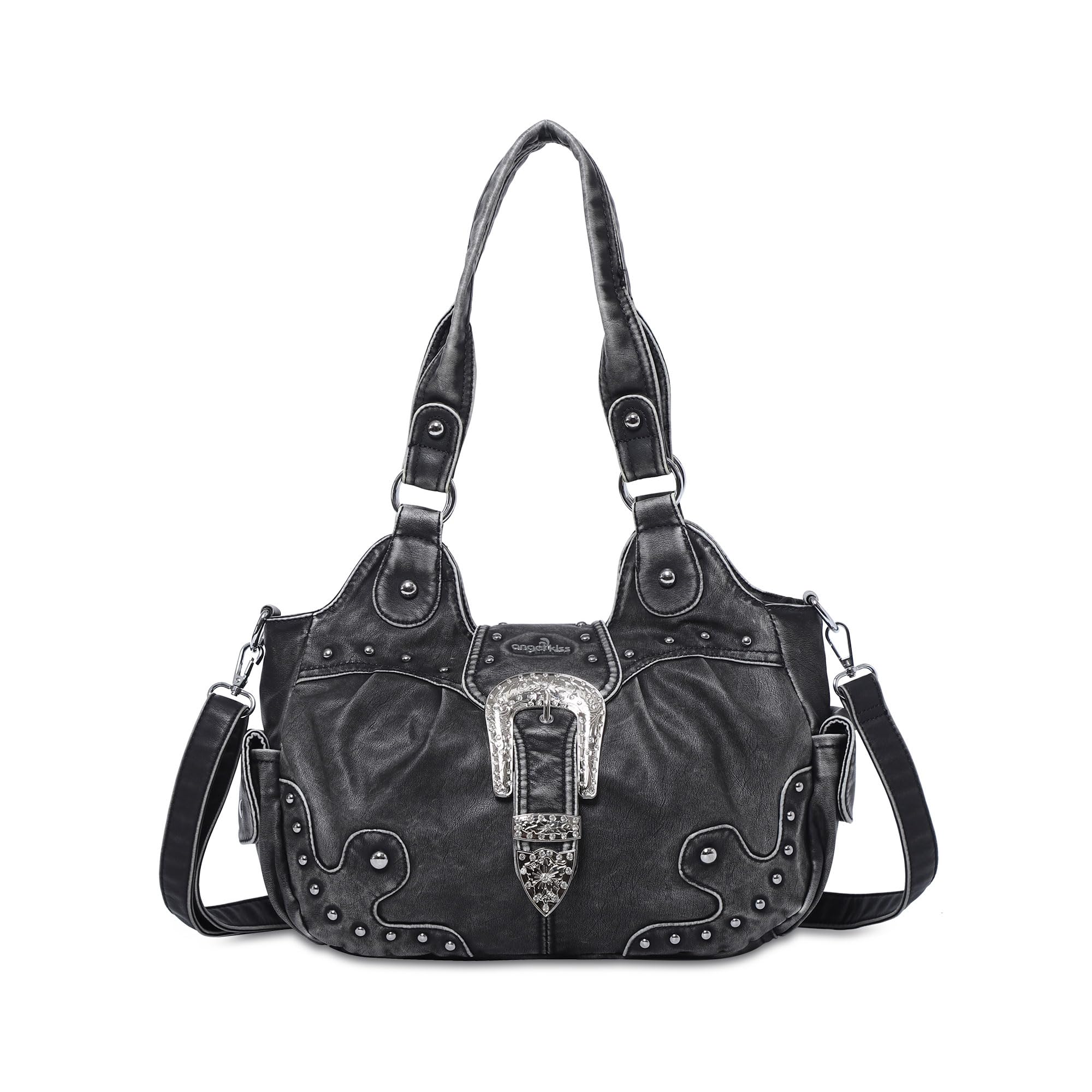 Angel Kiss Vegan Leather Hobo Bags for Women - Stylish Shoulder & Crossbody Handbags with Metal Studs | Perfect for Work, Travel & Everyday Use
