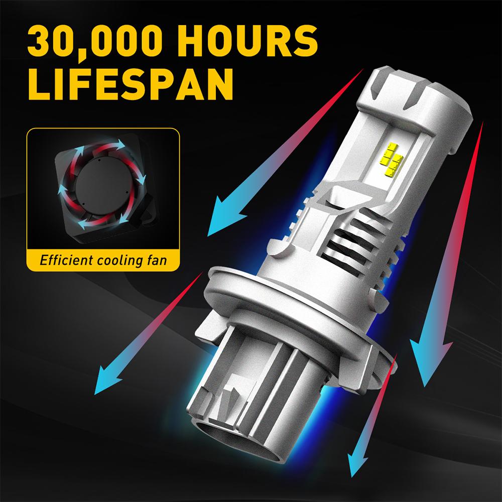 9008/H13 LED Headlight Bulbs 15000 Lumens 60W Dual Beam 6500K Xenon White - Wireless Slim Design for High/Low Beam - Perfect for Night Driving, Off-Roading & Car Upgrades