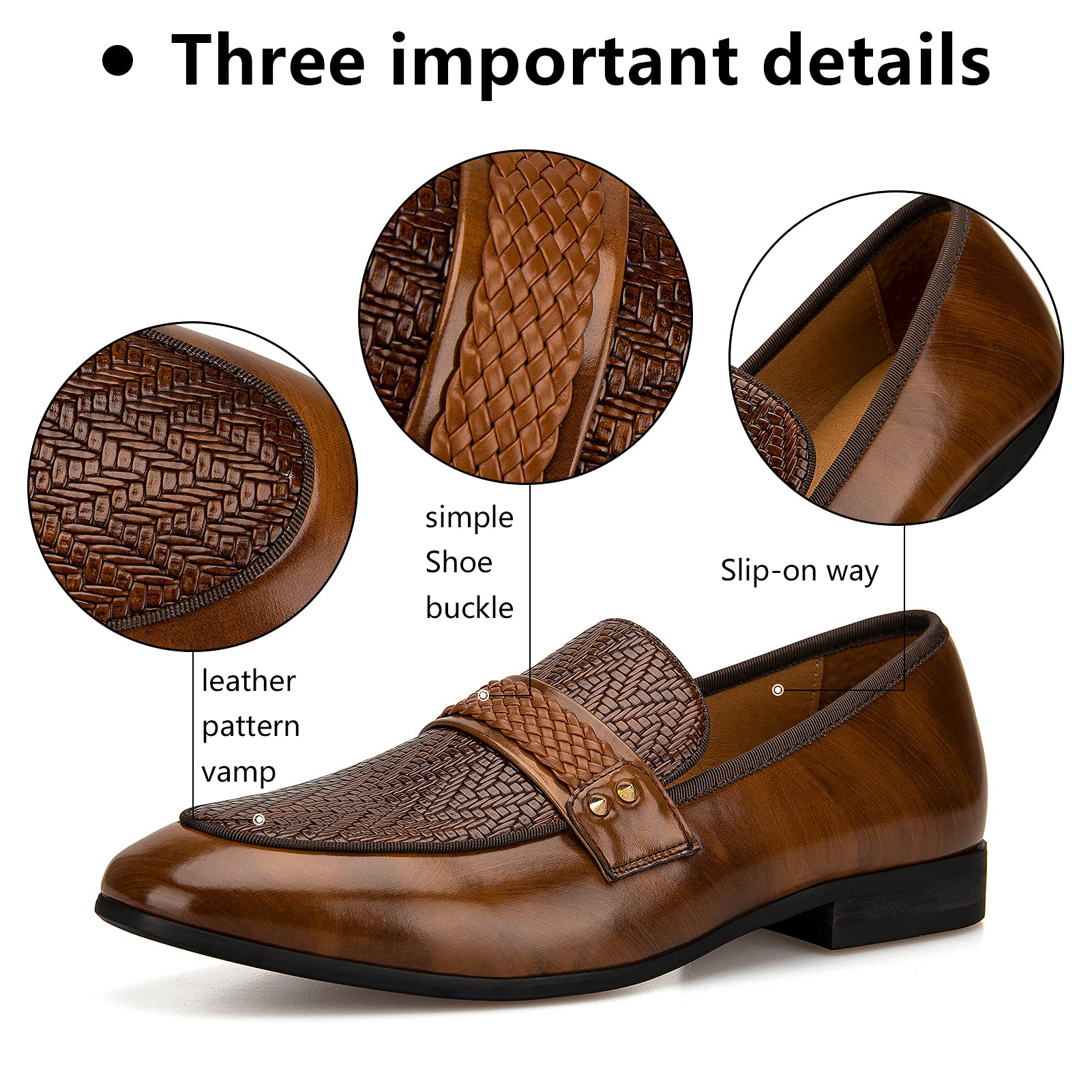 Meijiana Men's Loafers - Premium Leather Dress Shoes for Wedding, Party & Formal Occasions | Comfortable Slip-On Business Shoes for Work & Office Wear